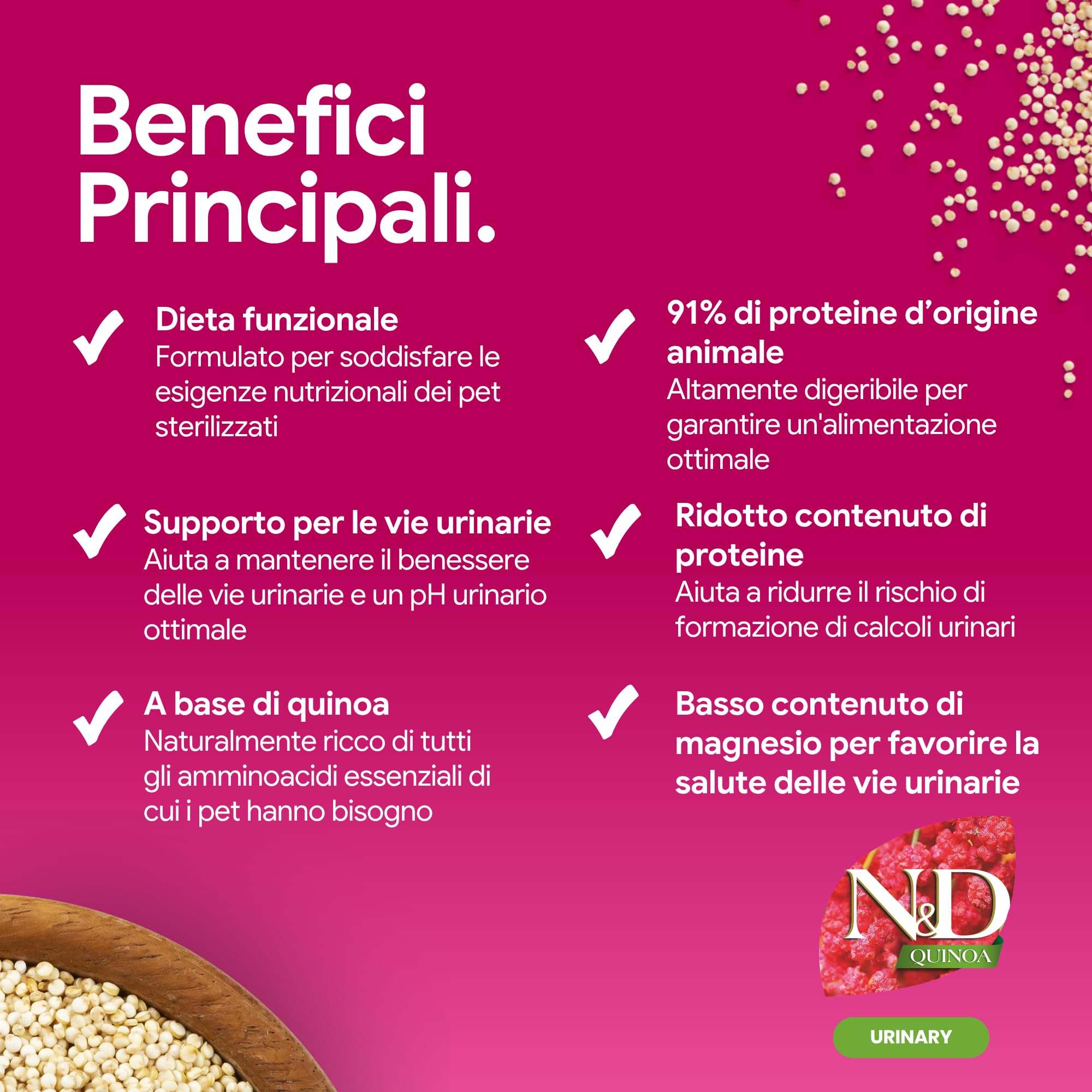 Farmina, N&D Quinoa Urinary, Anatra, Mirtilli & Camomilla, Gatto Adult, 5kg