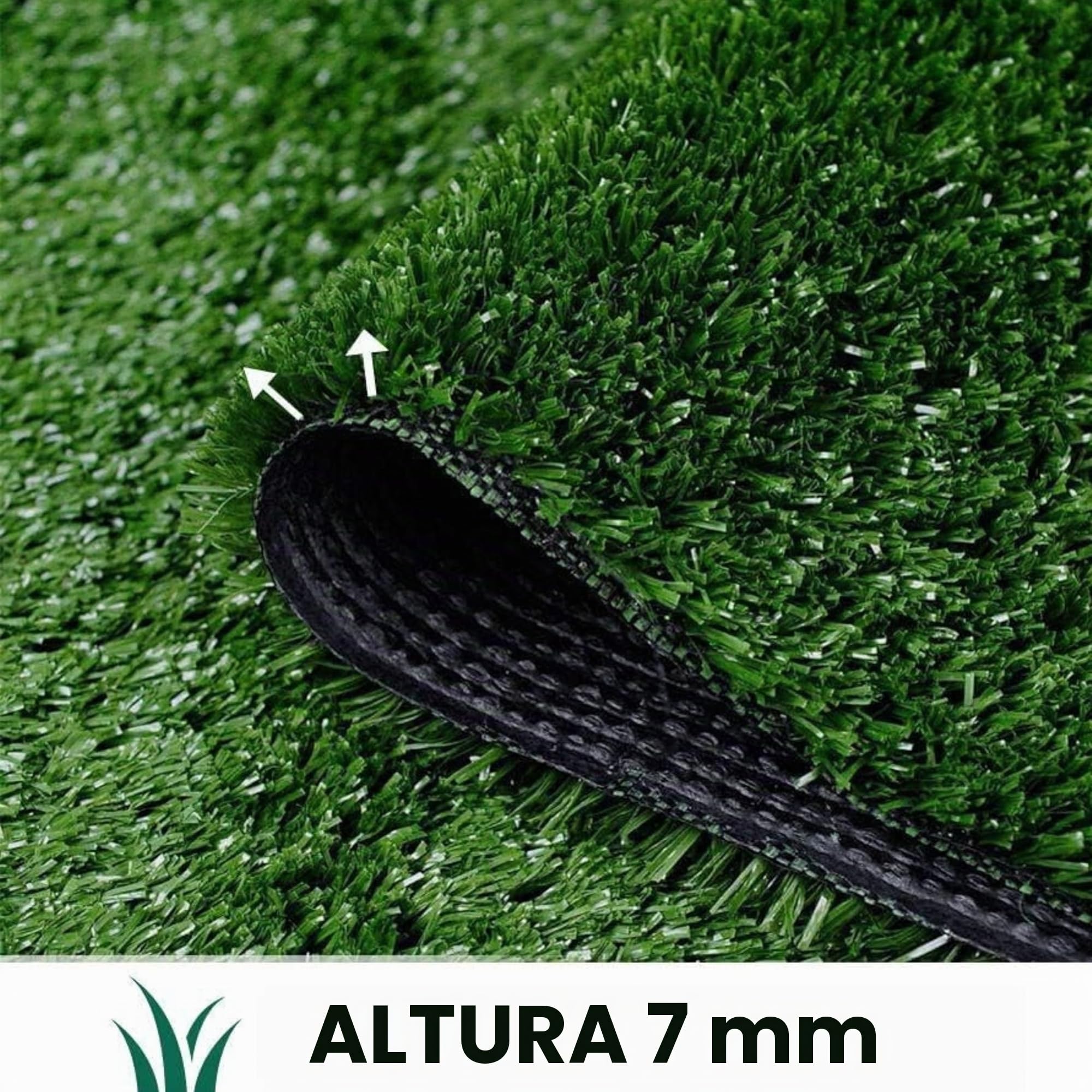 Césped artificial 10x2m, altura 7 mm, verde natural, moqueta de césped PE, base de drenaje PP, alta densidad hilos/m², robusto y seguro para mascotas, para jardines, patios, piscinas