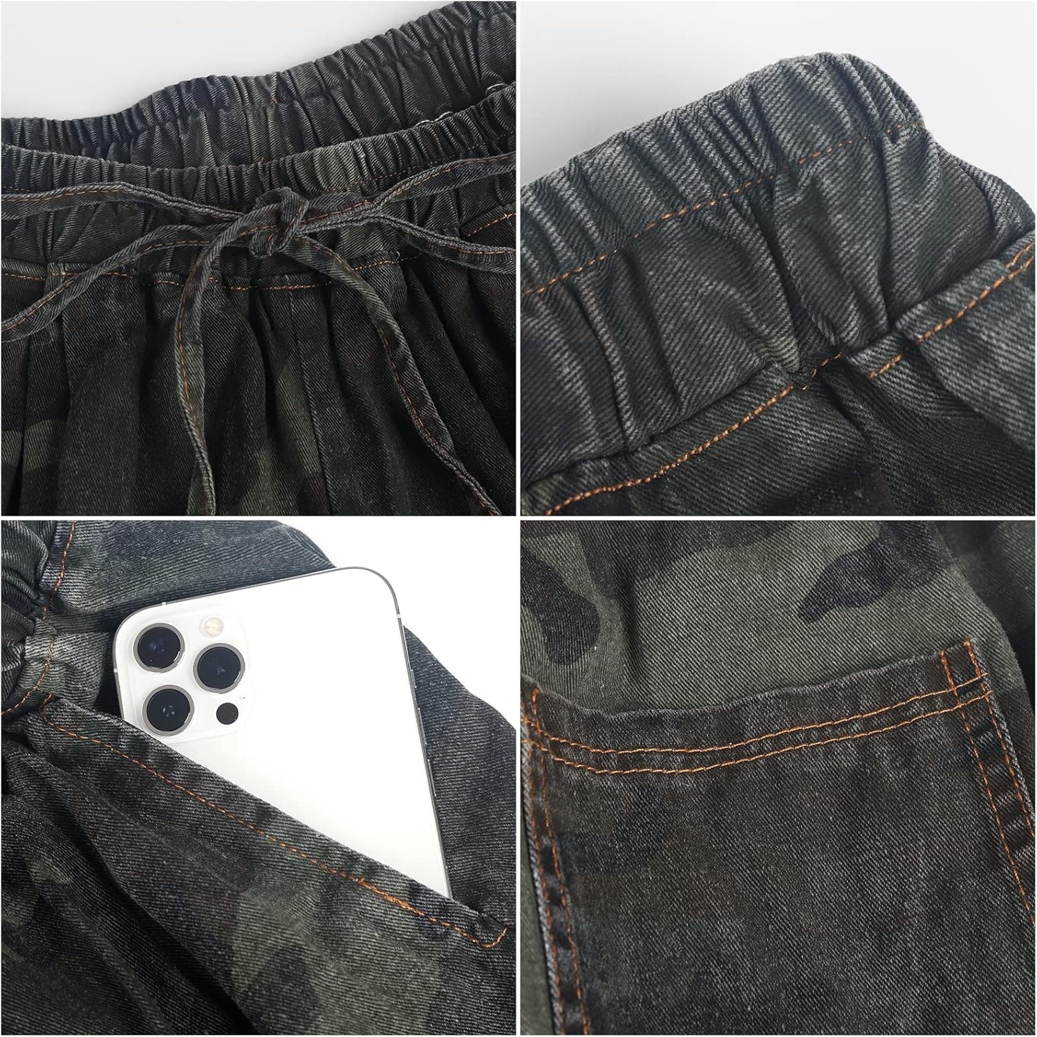 UQJE Women's Wide Leg Baggy Jeans Plus Size Loose Elastic Waist Denim Pants with Deep Pockets Light Blue - Image 5