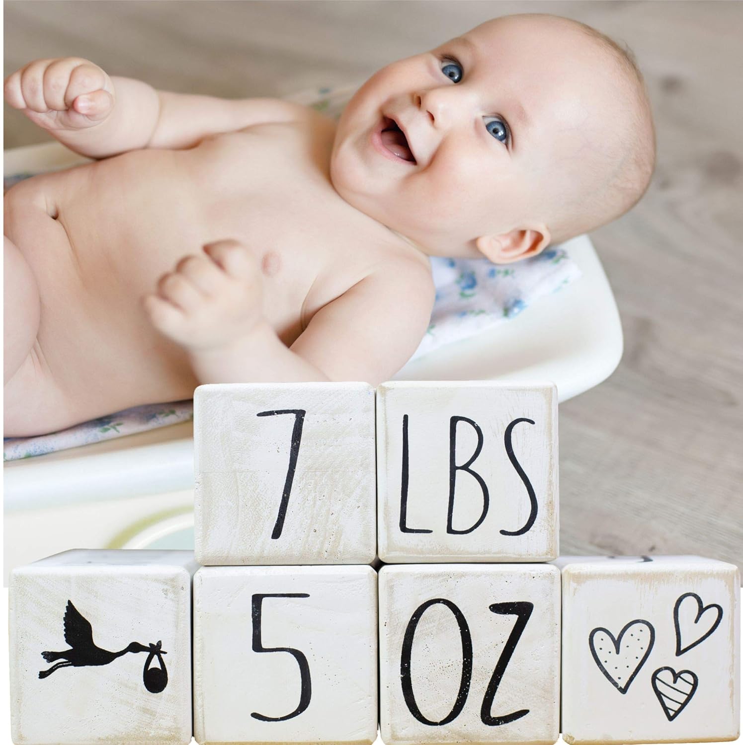 Milestone Blocks by Cutie Carry 6 Wood Block Photography Props The Most Complete Set for Baby Boy or Girl Track Memories Rustic Nursery Decor (White)