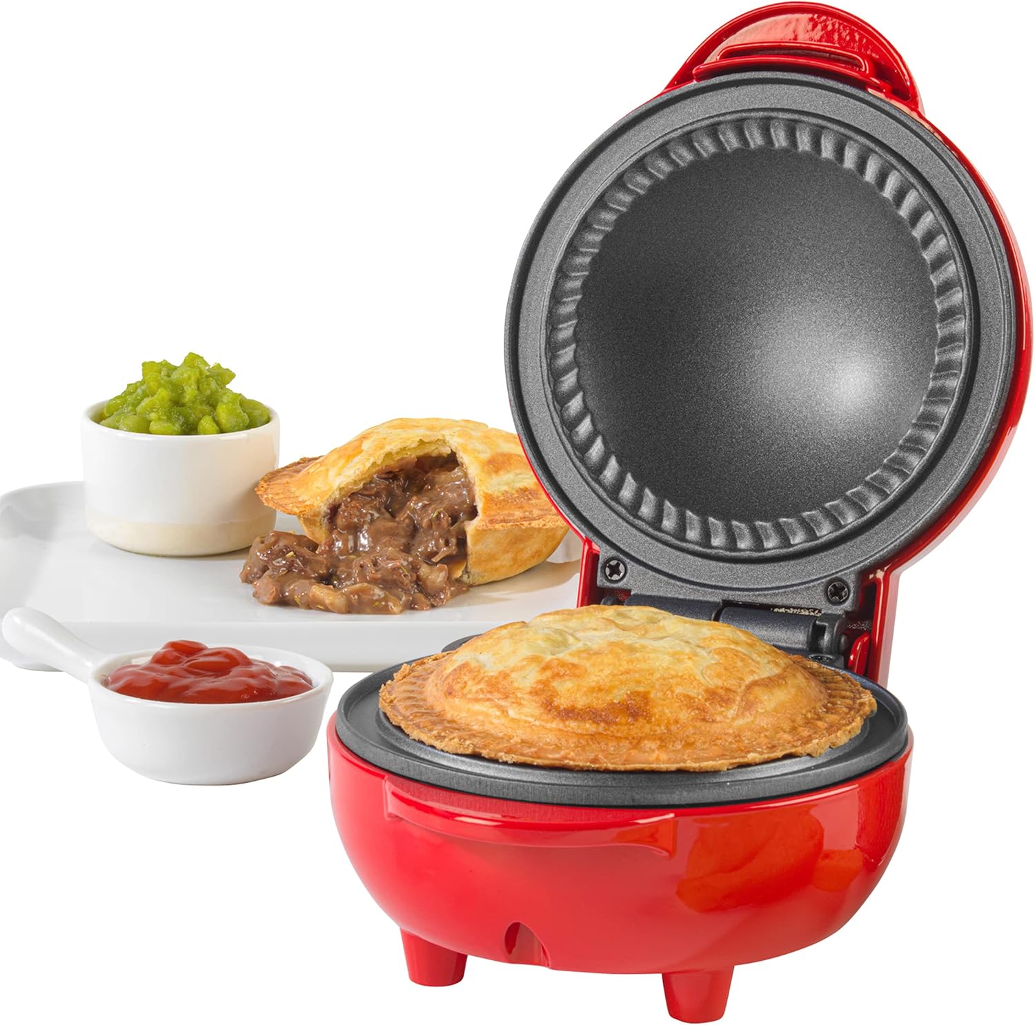 Giles & Posner EK4914 Mini Pie Maker DeepFill Pie Machine, NonStick 12.5cm Plate, 3 Minute