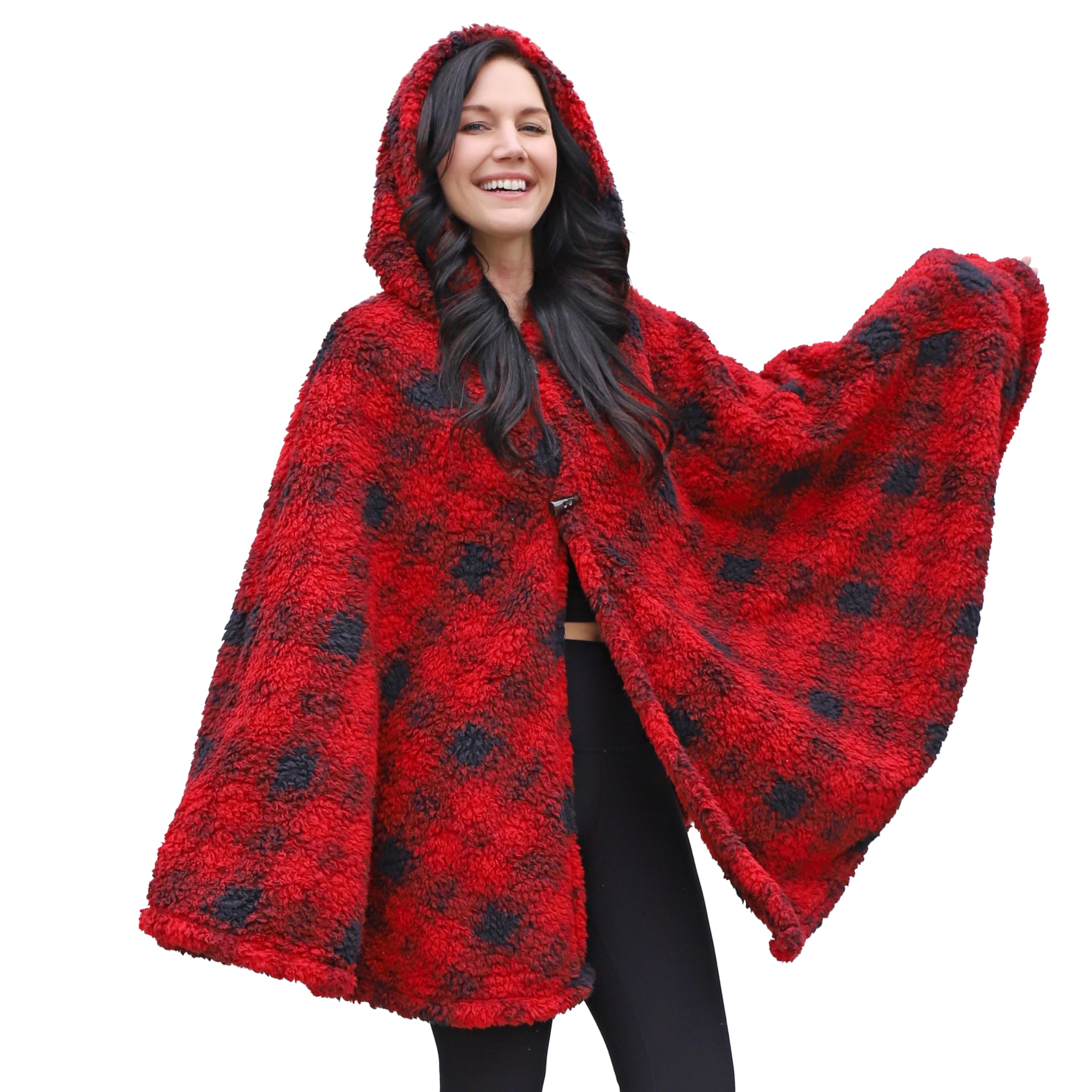 Catalonia Classy Sherpa Poncho Deken Super Zachte Comfortabele Pluche Draagbare Fleece Deken voor Volwassen Vrouwen Mannen Kids Gooi Wrap Cover Binnen of buiten, 200 x 140 cm Wijn