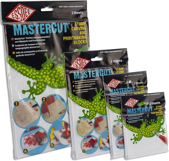 ESSDEE Mastercut Linoleum Carving Blocks - Stampmaking Printmaking Lino Carve - 300 x 200 x 4 mm - Pack of 2