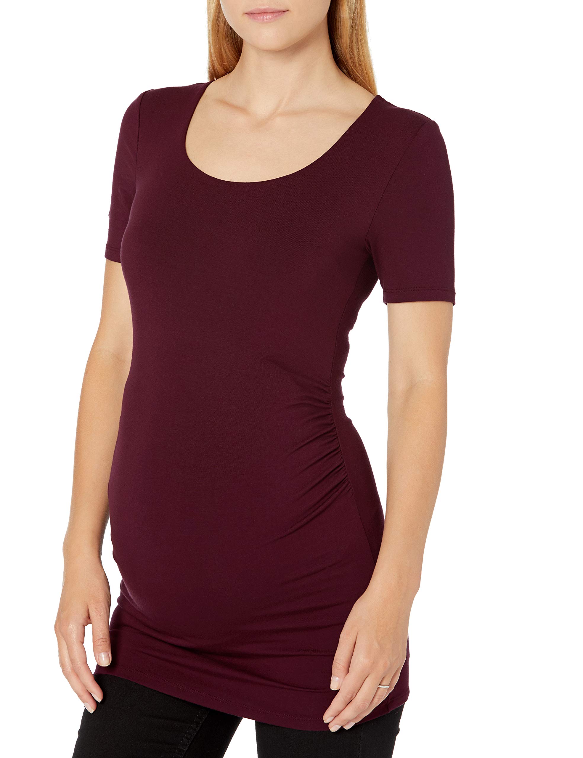 Amazon Essentials T-Shirt de Maternité Encolure Dégagée Plissé Sur Les Côtés à Manches Courtes Femme, Lot de 2