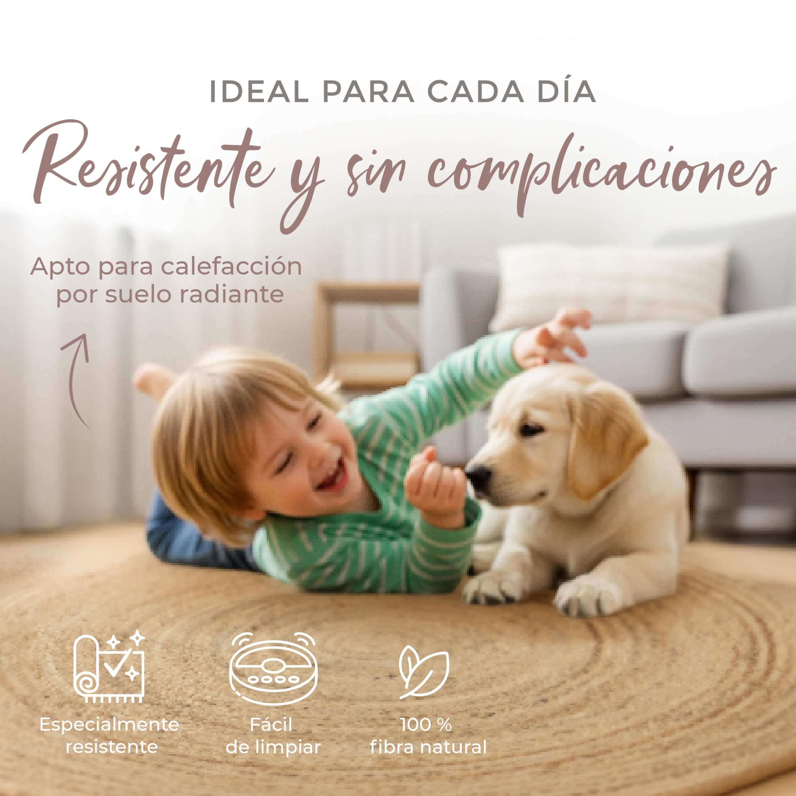carpetfine Alfombra de Yute Nele Redonda Color Natural Beige Ø 90 cm Tejido a Mano con Yute | Alfombra Natural Moderna Uni Boho Tejido Plano Redonda para salón, Dormitorio, Pasillo y Cocina