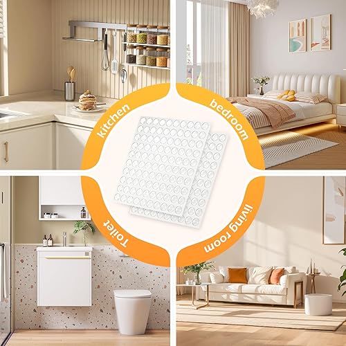 Miniatura 7 de Parachoques para puerta de gabinete, 200 piezas autoadhesivas transparentes para puertas de armario para armarios de cocina, tablas de cortar