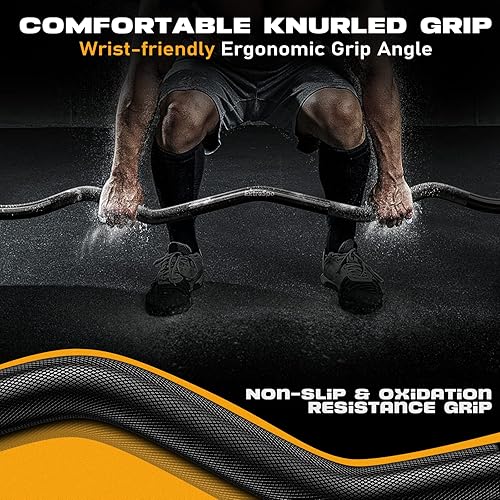 Miniatura 3 de 47" EZ Curl Bar Weight Lifting Bar, for Hip ThrustsSquatsLunges, 1-inch2-inch Weight Plates Curling Bar for Gym and Home, with 2 StarSpring Collars