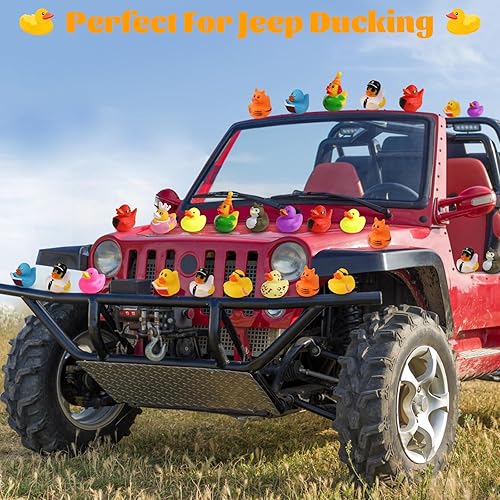 Miniatura 3 de Motiloo 60 patos de goma, mini Jeeps de goma Duckie juguetes para niños, juguetes de baño a granel, regalos de cumpleaños, recuerdos de fiesta de
