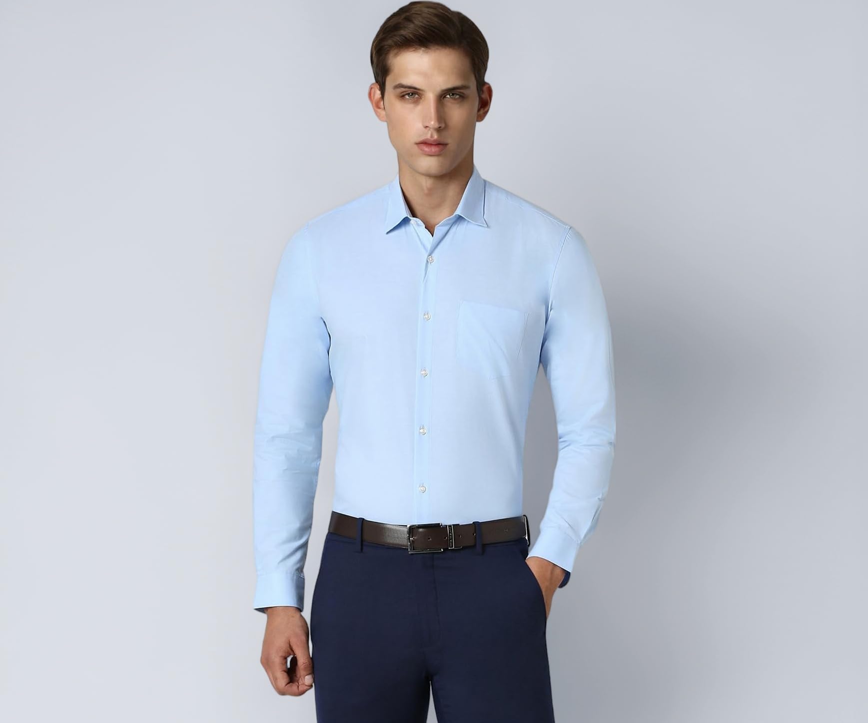 Men's Everday Regular Fit Solid Shirt | Cotton Rich | 5-Pin Pocketing