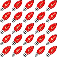 Vista 9 de Brightown Paquete de 25 bombillas incandescentes C9, bombillas de repuesto C9 de Navidad para cadena de luces de Navidad, base intermedia E17, 7