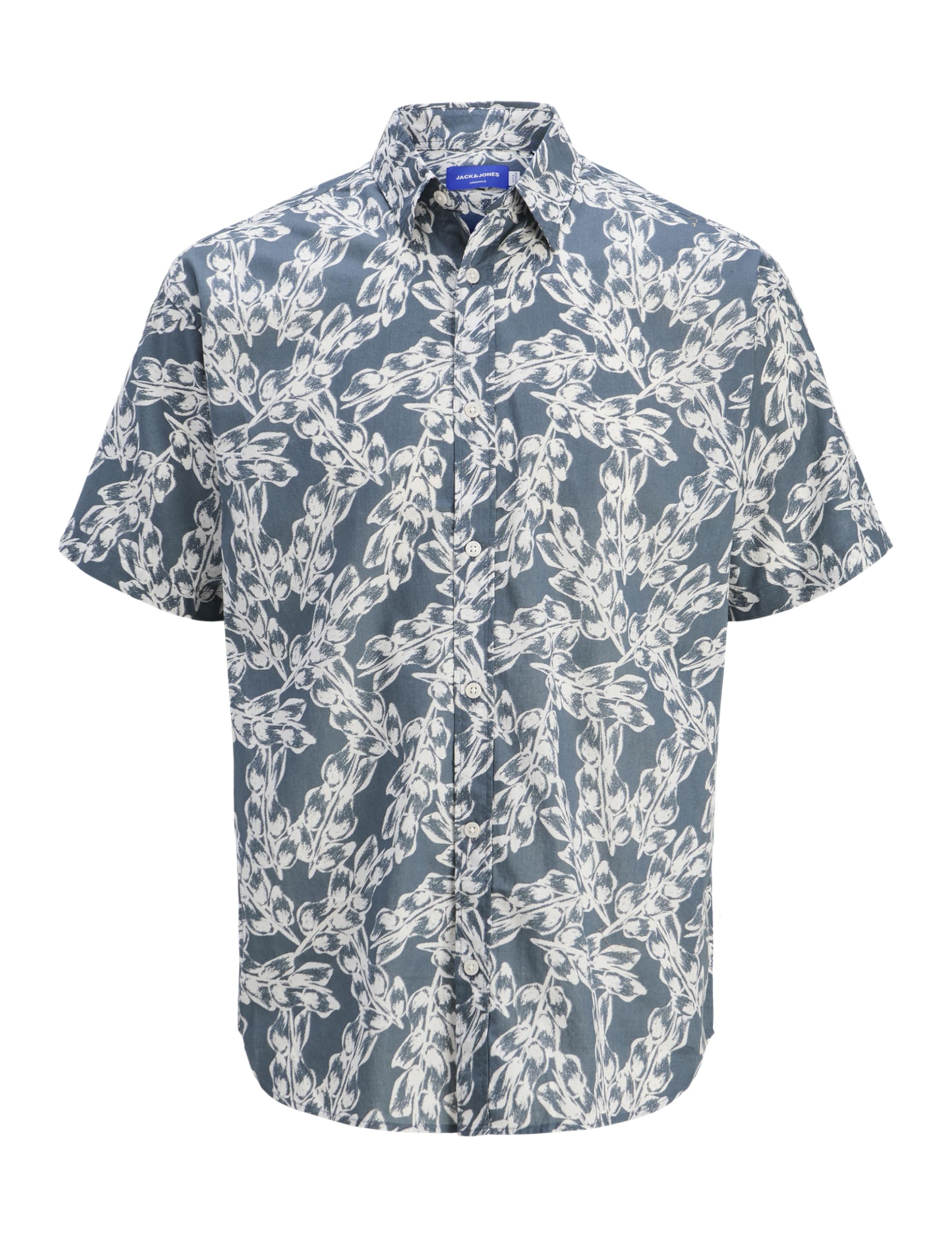 JACK & JONES Men's Jorjoshua Split AOP Shirt Ss Pls, Stormy Weather, 4XL