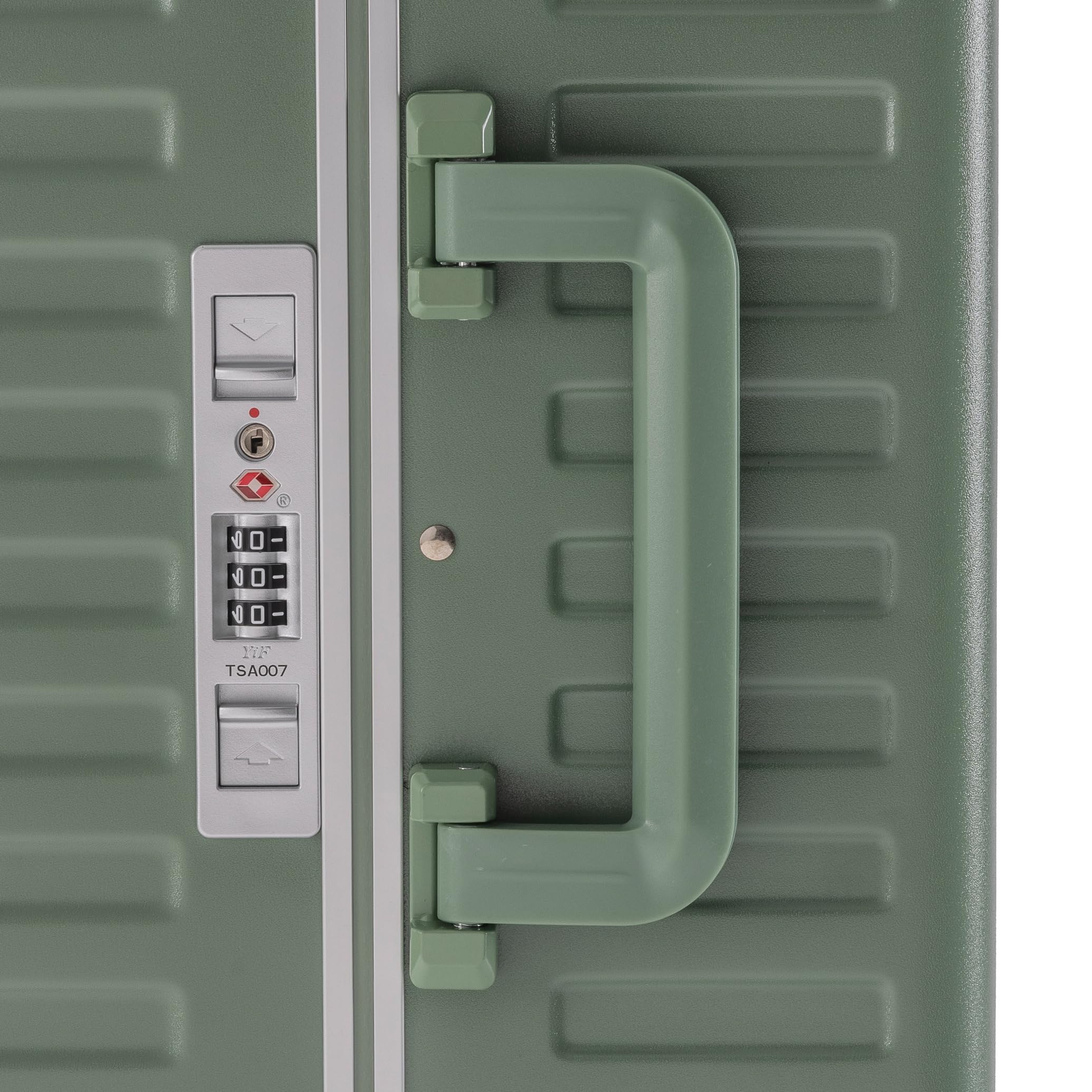 Travelhouse Roma Reisekoffer mit USB & Getränkehalter, Hartschale, Alu-Rahmen, Extrafach, 2xTSA, 65x40x25 cm, Salbeigrün