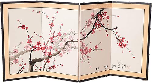 Miniatura 9 de Red Lantern 36" x 72" Plum Tree en pantalla de seda de hoja de oro