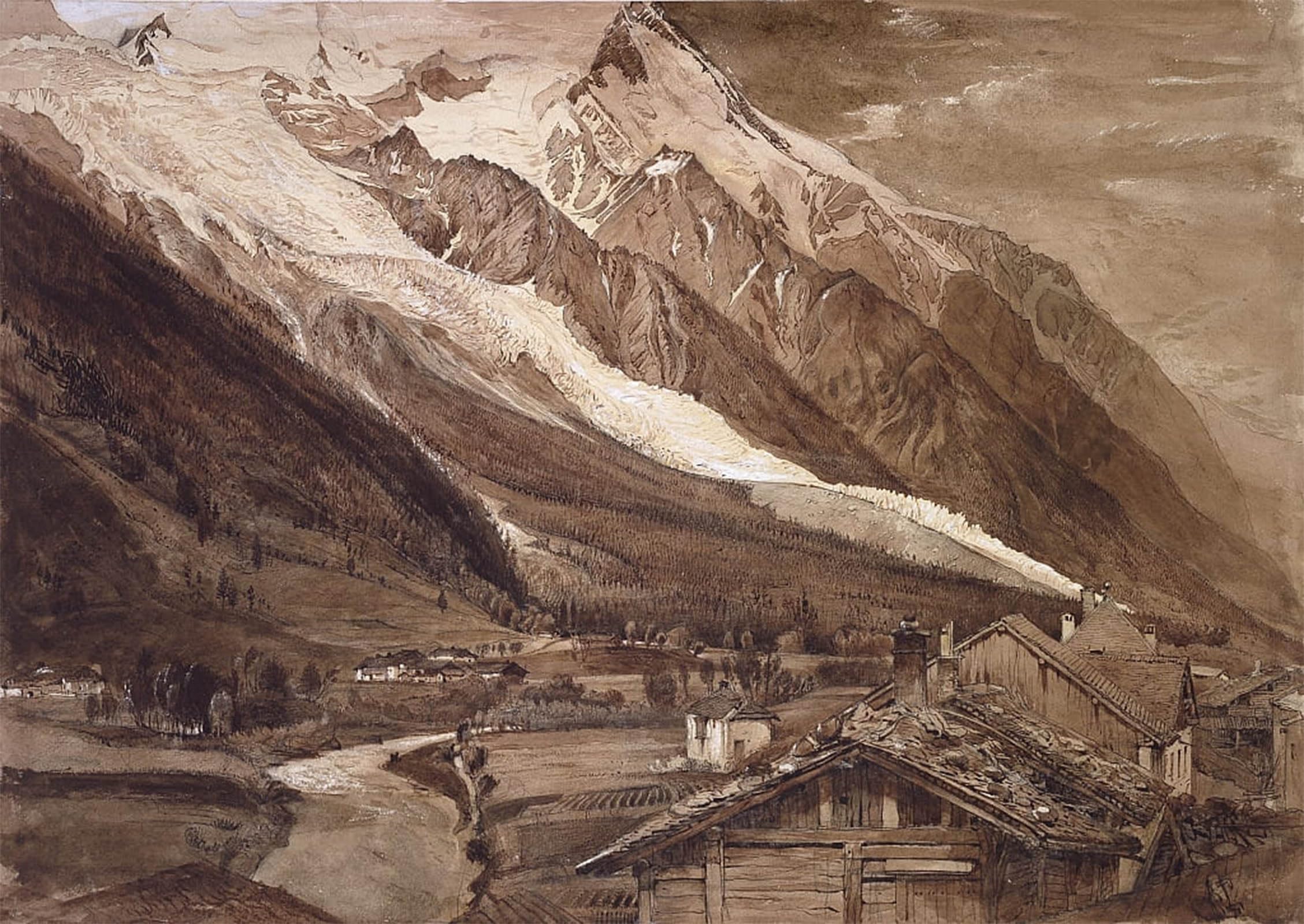 POSTERIIk Vintage Art Print Images Pictures Print the Glacier Des Bossons Chamonix June by John Ruskin Modern Colour Posters for Office Home Decor 60x90cm