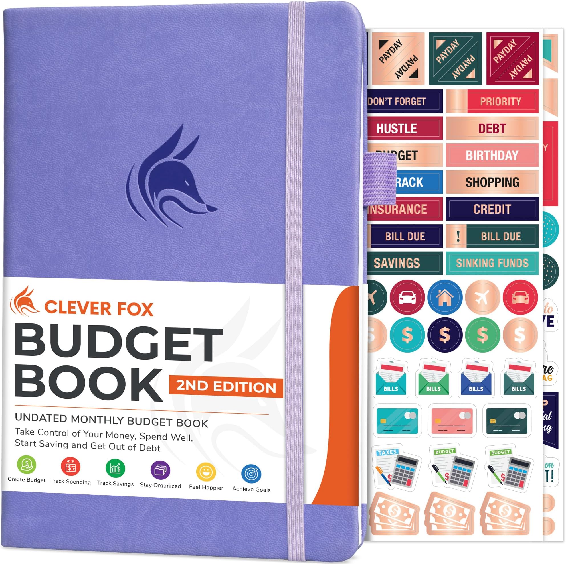 Clever Fox Budget Book 2.0 – Simple Budgeting Planner for Beginners – Financial Notebook with Money Spending, Debt & Bill Tracker (Lavender)