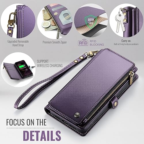 Miniatura 5 de Defencase Funda para Samsung Galaxy S21 FE, para Galaxy S21 FE 5G, cartera para mujeres y hombres, correa magnética de piel sintética duradera, con