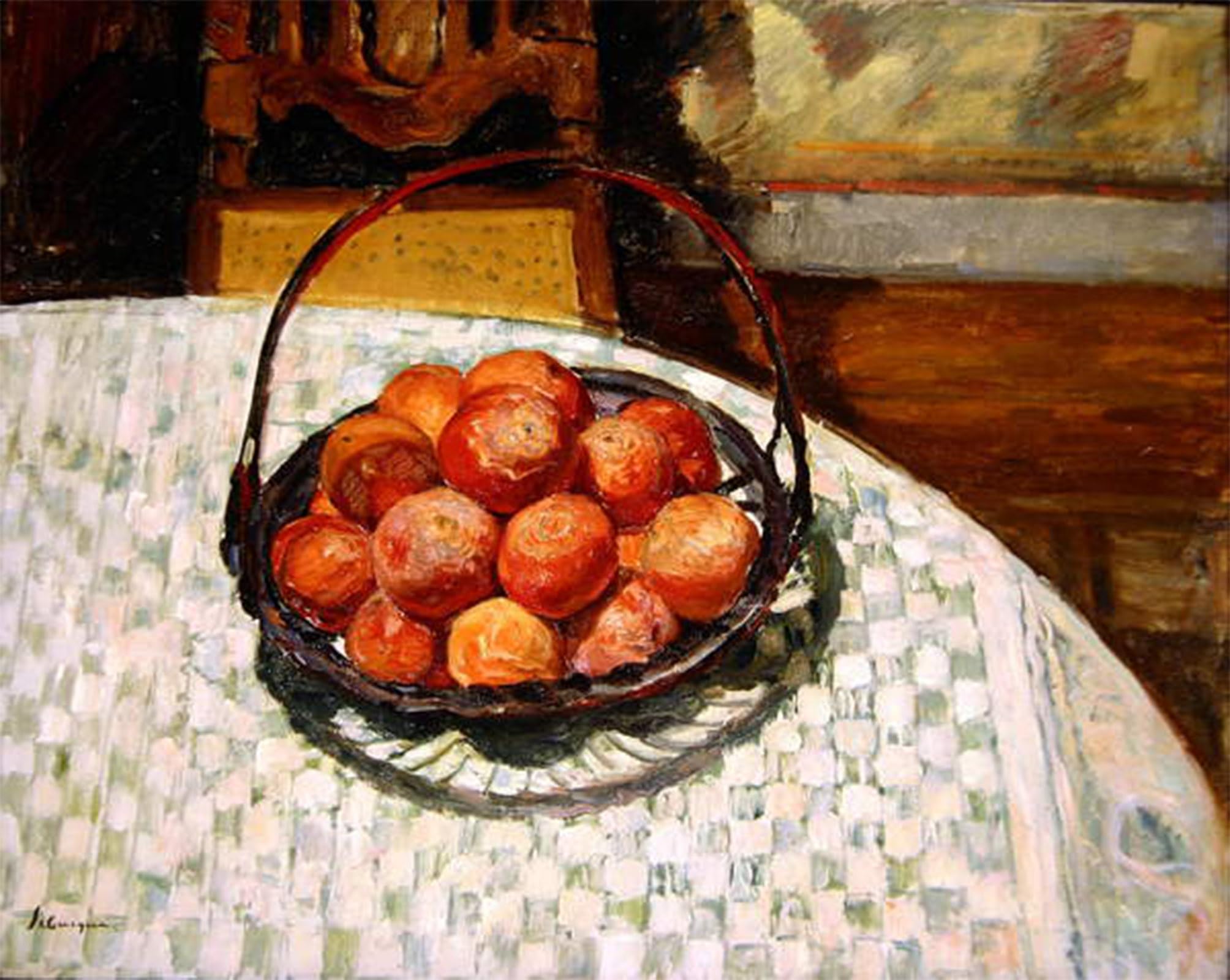 POSTERIIk Famous Modern Artwork Art Mural Basket of Fruit by Henri Lebasque Oil Paintings Pictures for Home Decor 60x90cm