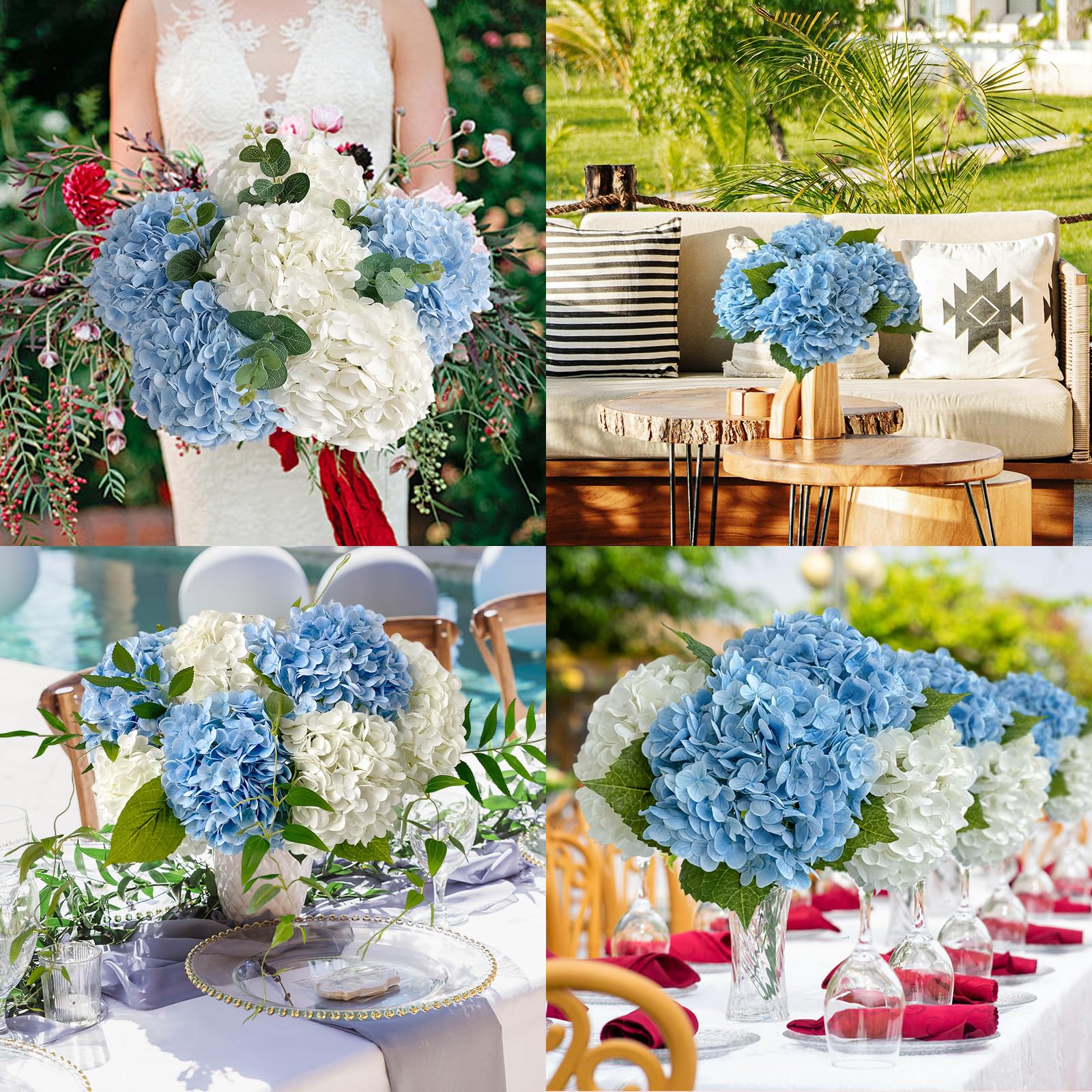 Amazon.com: ZYTUYO 4 Pcs Real Touch Light Blue Hydrangeas