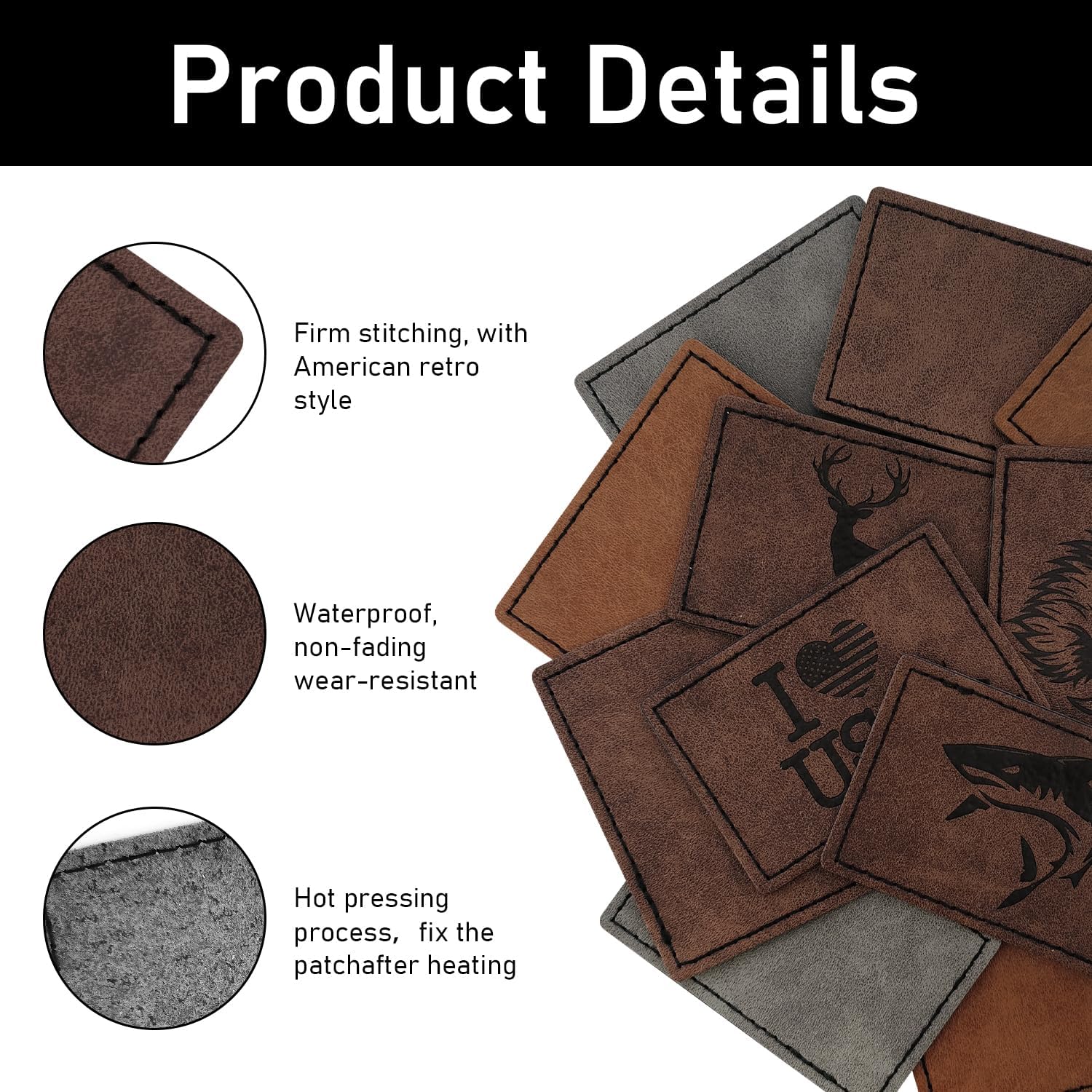 J.CARP 64Pcs Blank Leatherette Hat Patches with Adhesive, Iron on Leather Patches for Hats, Laser Engraving Heat Press Leather Patch for Fabric Clothes Repair Repair Rectangle Mix