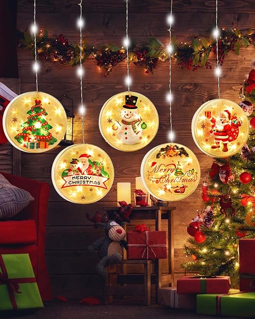 E-SMARTER Christmas Decorative Window Light, Christmas Curtain Fairy Lights, LED Christmas Lights Battery Powered, Fairy Lights with Remote for Christmas Decorations, Outdoor Christmas Lights