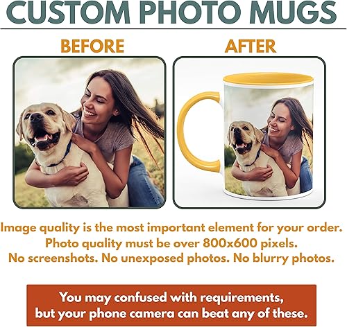 Miniatura 9 de Tazas de café con foto personalizada, 15 onzas. Rojo con imagen, texto, regalos personalizados, taza personalizada de cerámica, taza divertida, gran