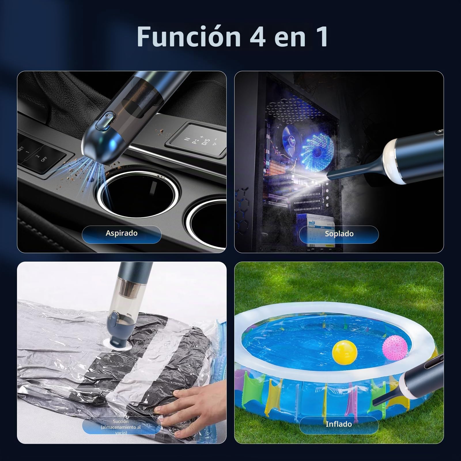 Aspiradora de mano, mini aspiradora para coche, 18000 pa, con fuerte fuerza de succión de 3 marchas, potente aspiradora para coche, aspiradora fuerte con lavable, filtro Hepa para coche, casa y