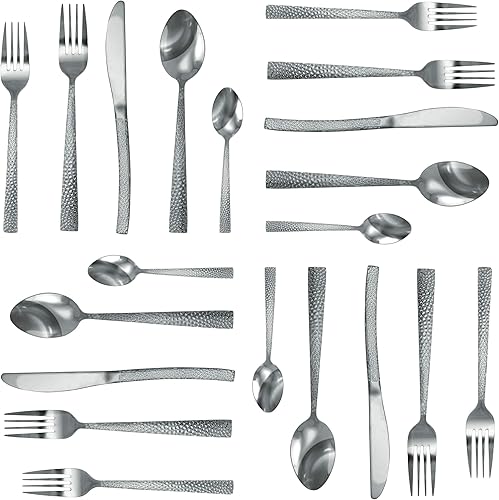 Vista 22 de MegaChef Baily - Juego de cubiertos de acero inoxidable para 4 pulgadas, 20 piezas, color negro