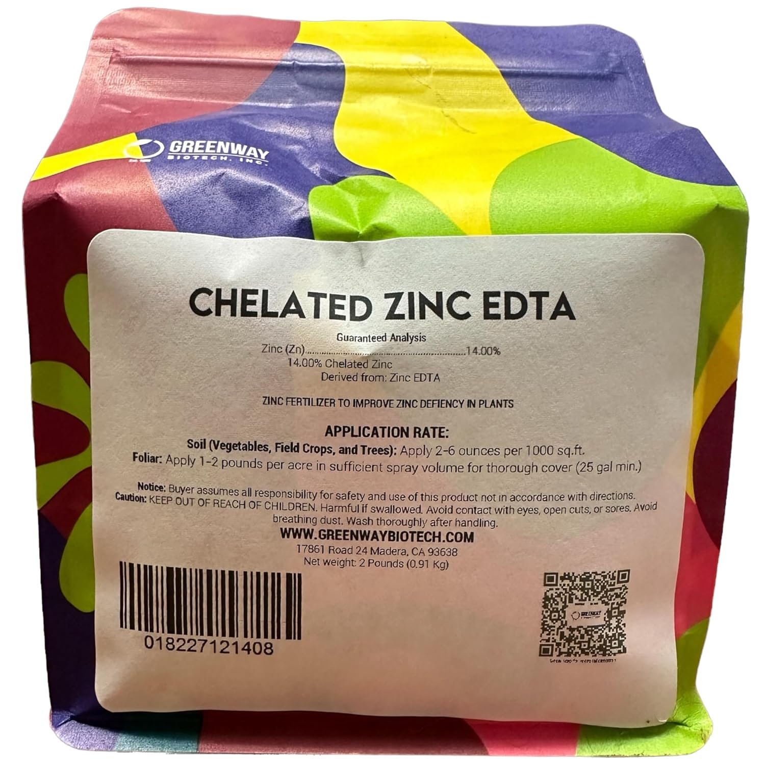 Greenway Biotech, Inc. Chelated Zinc EDTA Hydroponics Zinc Fertilizer 100% Water Soluble (1 Pound)