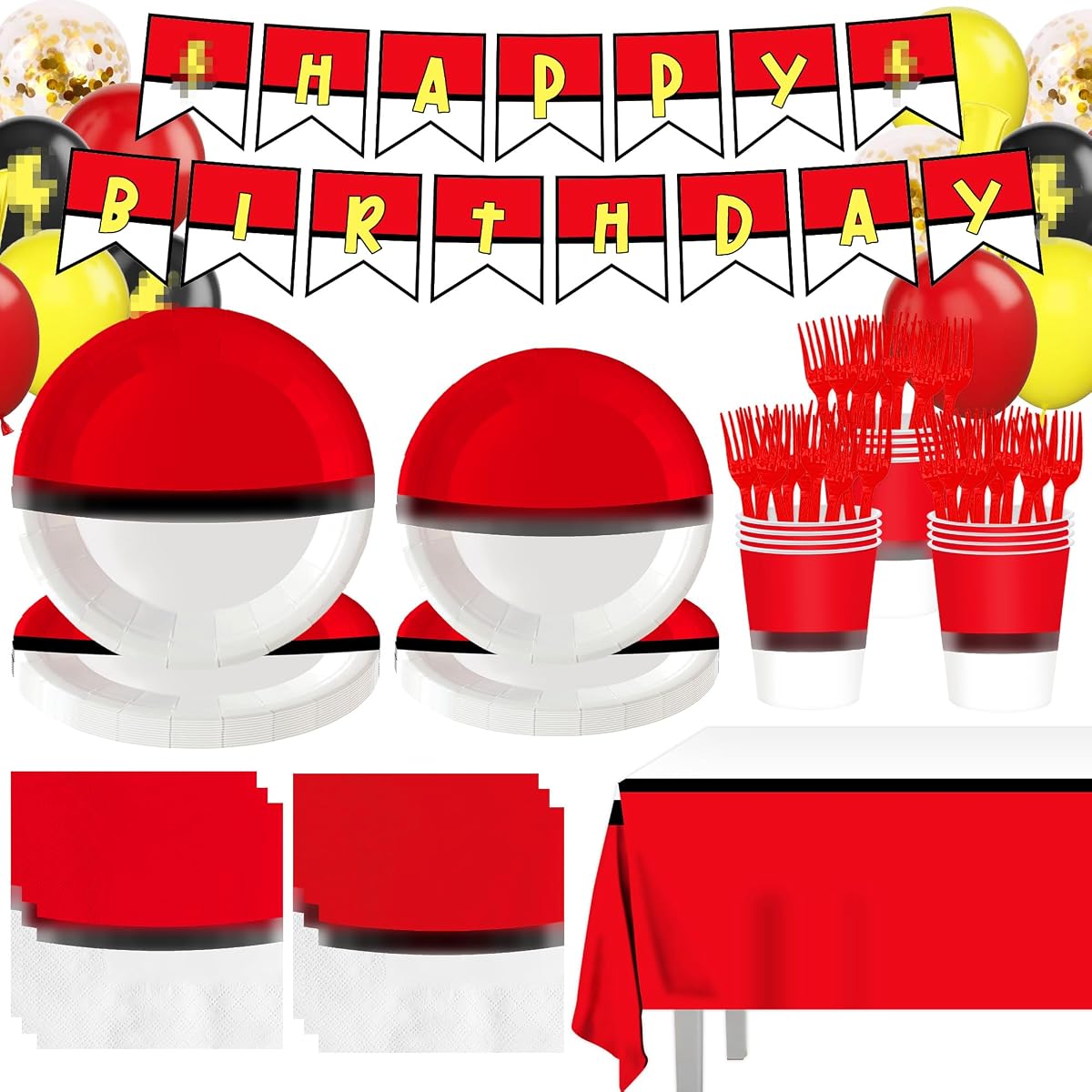 144Pcs Cartoon Animation Birthday Party Supplies Decorations for Birthday | Cartoon Theme Party Favors Including Banner, Plates, Cups, Napkins, Cutlery and Tablecloth for 24 Guests