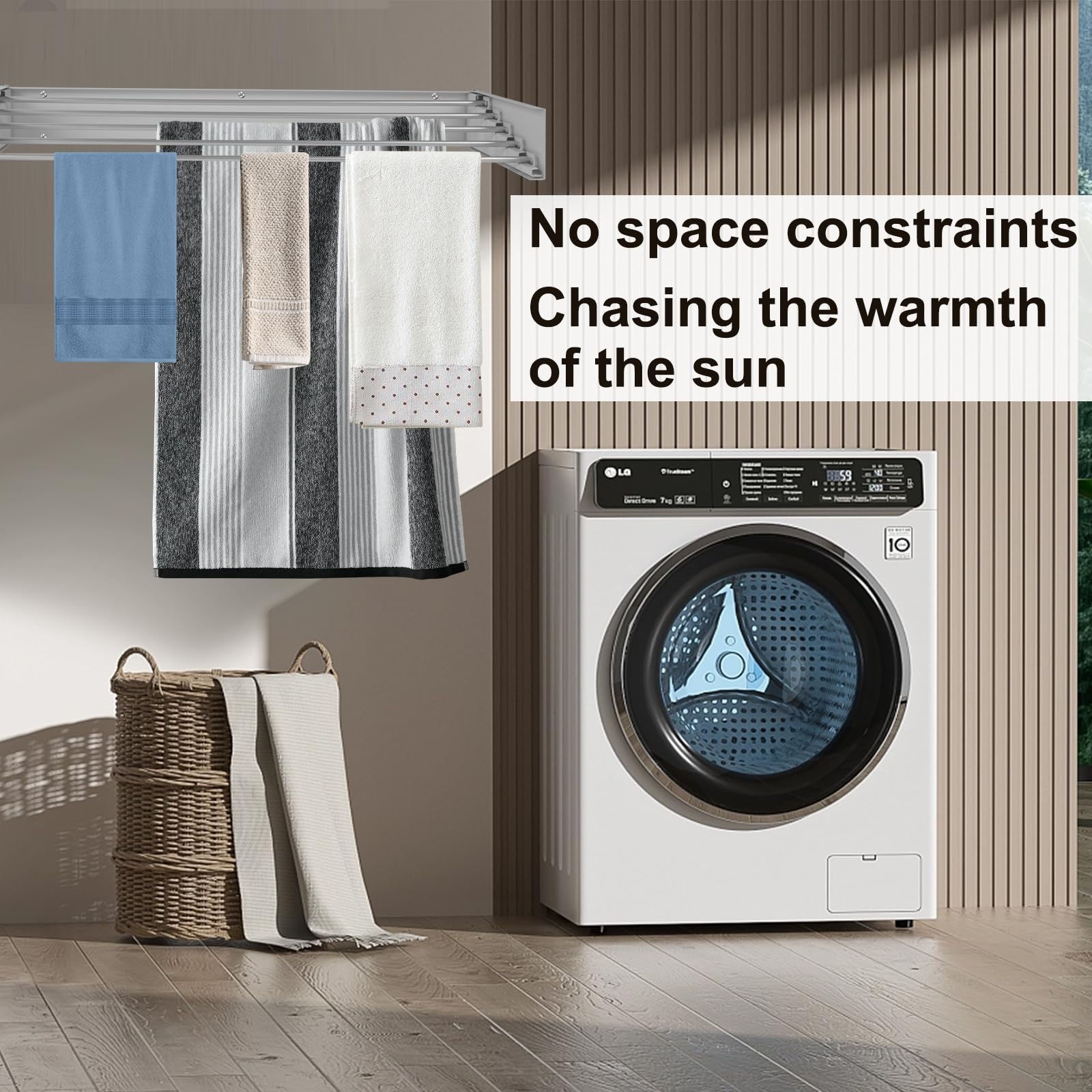 Stendibiancheria da parete retrattile e pieghevole,Spazio efficiente e versatile, carico 30 kg,Design moderno (Bianco, 80cm)