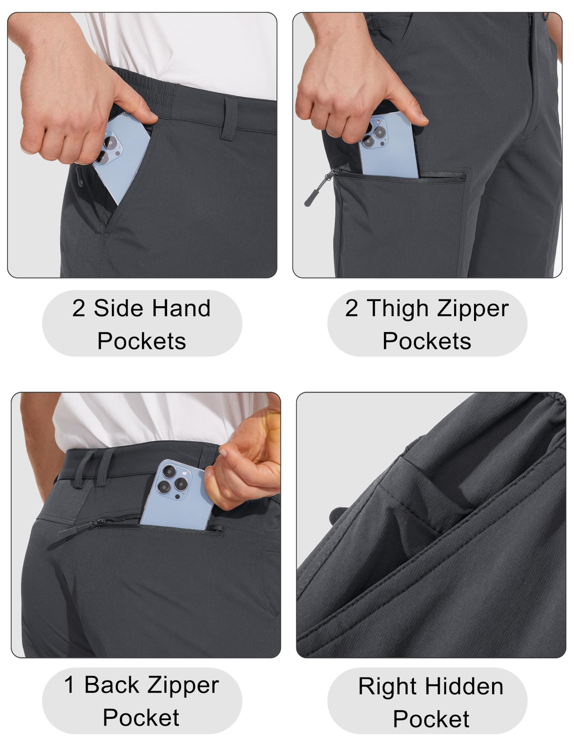 MAGCOMSEN Men's Hiking Pants 6 Pockets,Water Resistant Ripstop Outdoor Pants,Lightweight Quick Dry Fishing Work Pants - 4