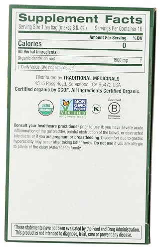 Miniatura 3 de Traditional Medicinals, Raíz de diente de león tostado con té orgánico, 16 unidades