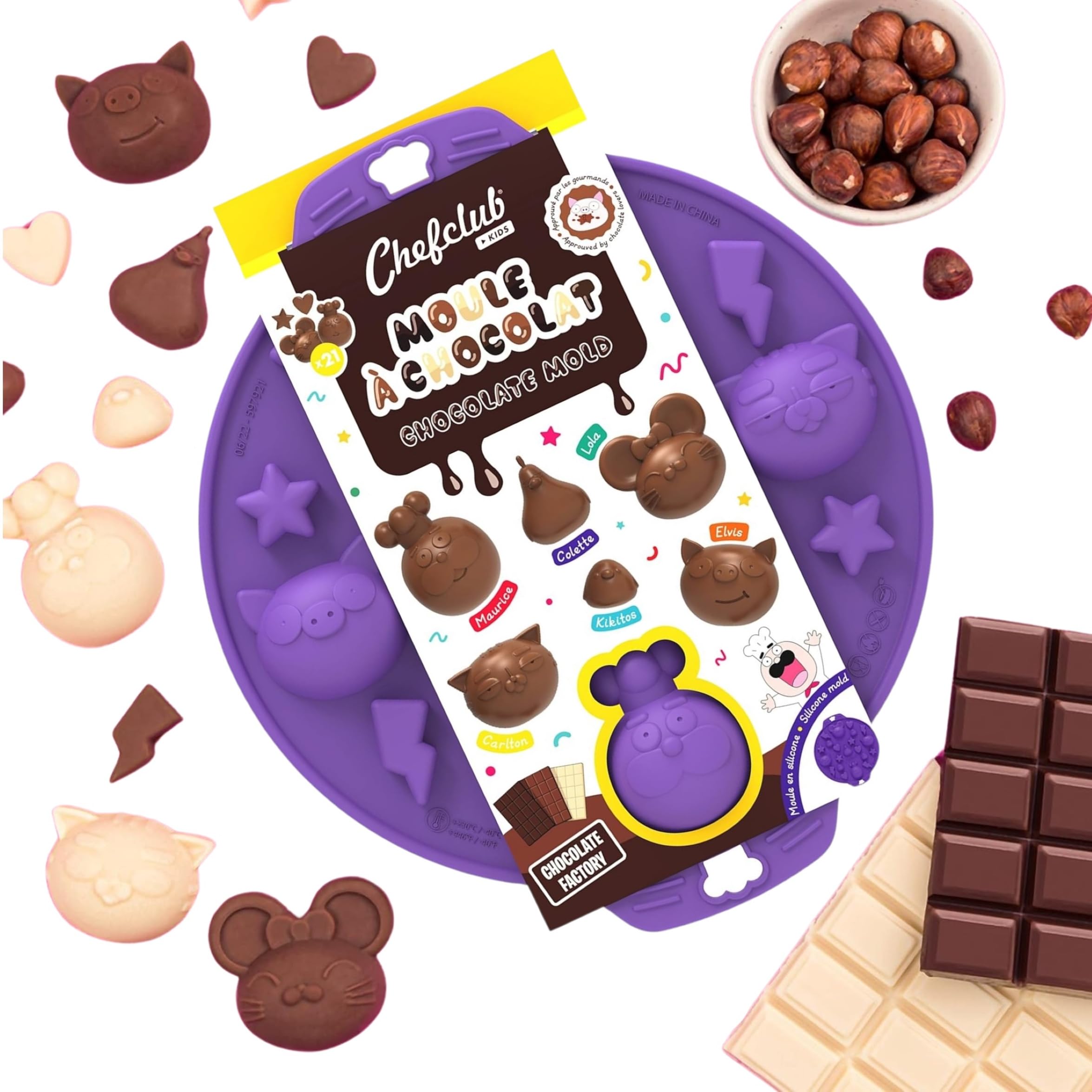 Chefclub Kids - Chocolate Mould - Food Grade Silicone - 21 Cavity Candy, Chocolate, Ice, Jelly