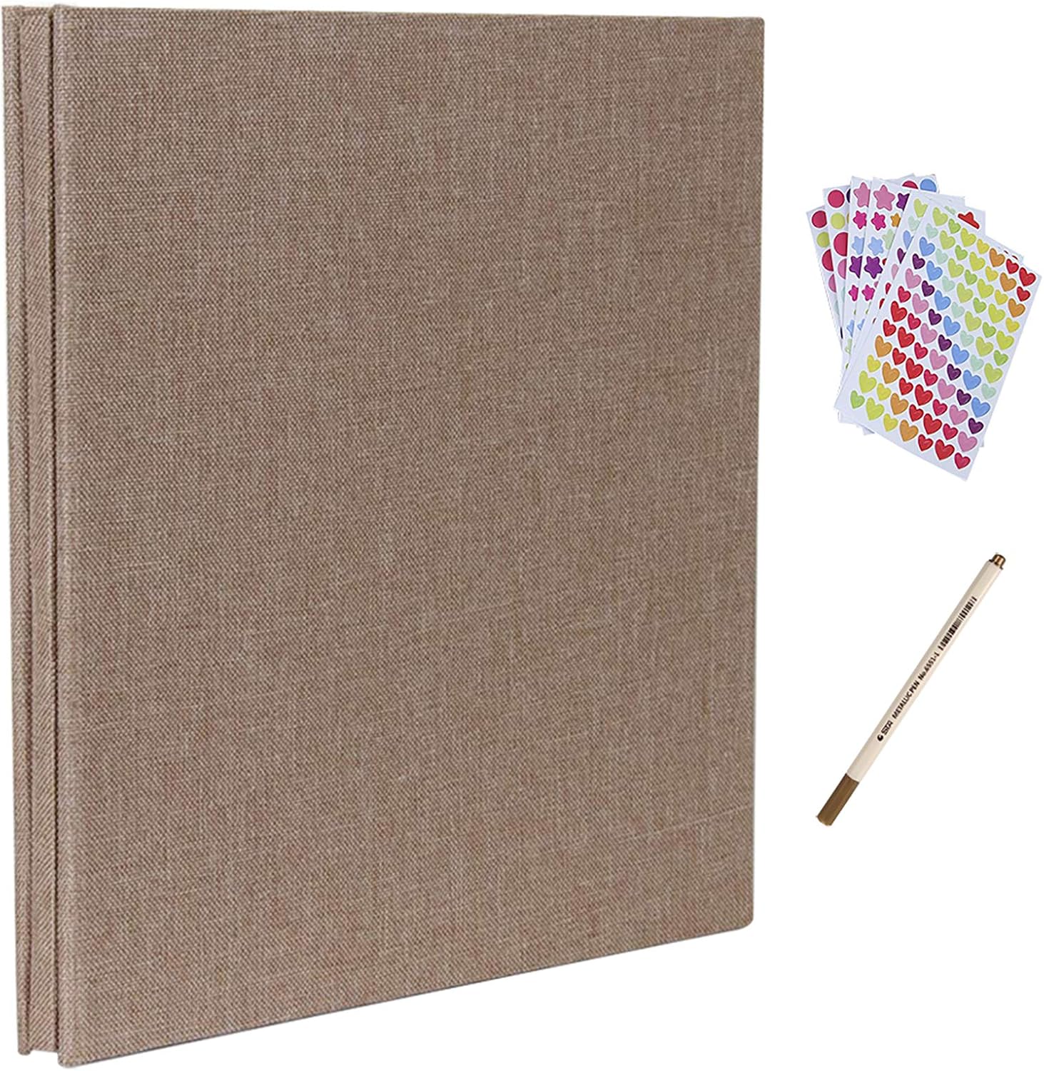 RECUTMS Self Adhesive Photo Album Magnetic Scrapbook Album 40 Pages Hardcover Length 11 x Width 10.6 (inches) with Photo Album Storage Box DIY Accessories Kit (Yellow)