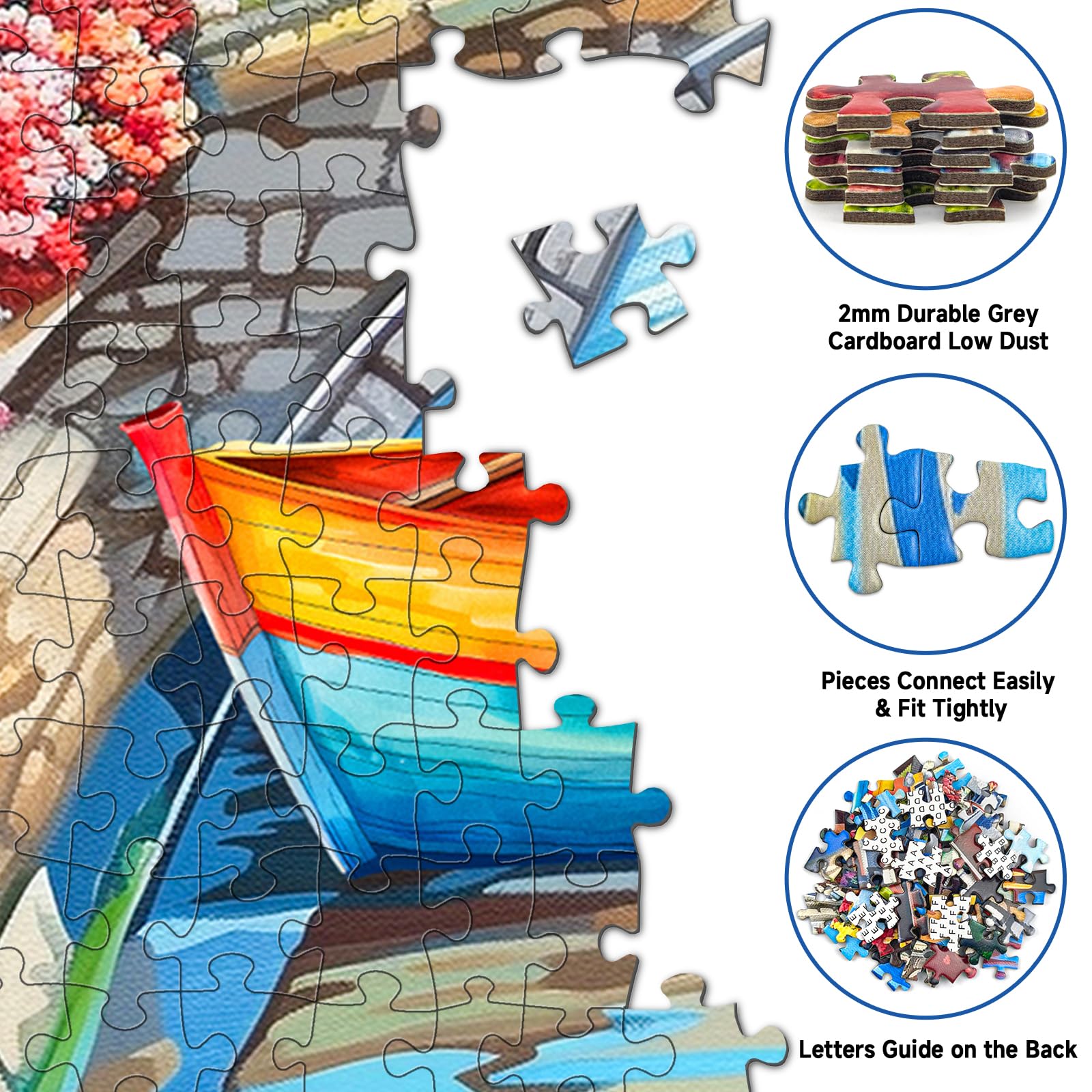 Jigsaw Puzzle 1000 Pieces-Italian style town puzzles for adults Landscape jigsaw puzzles for adults 1000 Natural Scene Puzzles for Adults Teens Interactive Toy Brain Teaser - Image 2