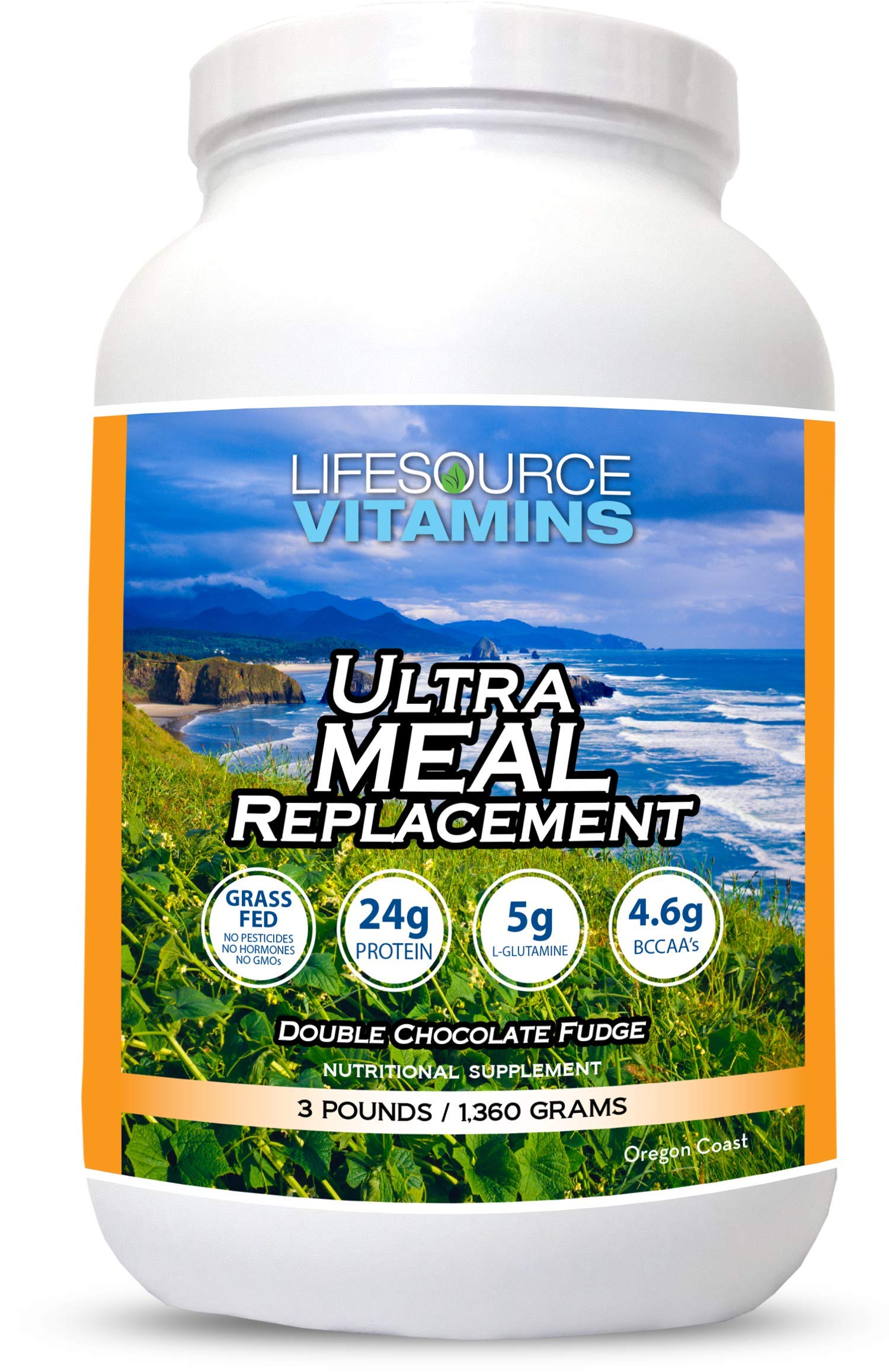 LifeSource Vitamins 3 lb US Dairy Cows Grass Fed Meal Replacement - Double Chocolate Fudge w/Stevia - Free Priority Shipping