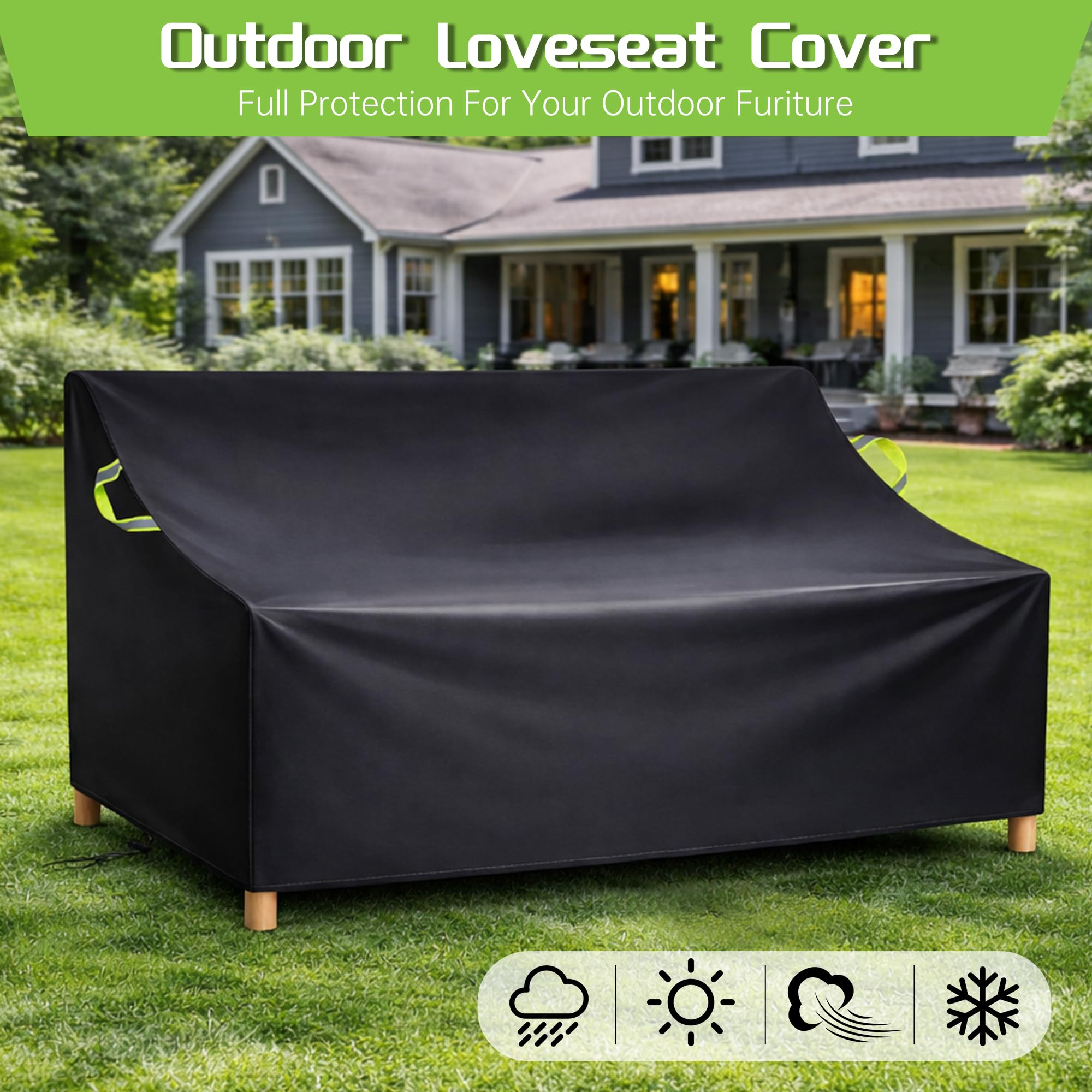 Funda sofa exterior impermeable 3 Plazas, Impermeable Funda para Banco de Jardín con Anti Viento, Anti-UV Tela, fund exterior muebles jardin (163x66x89cm) — view 6