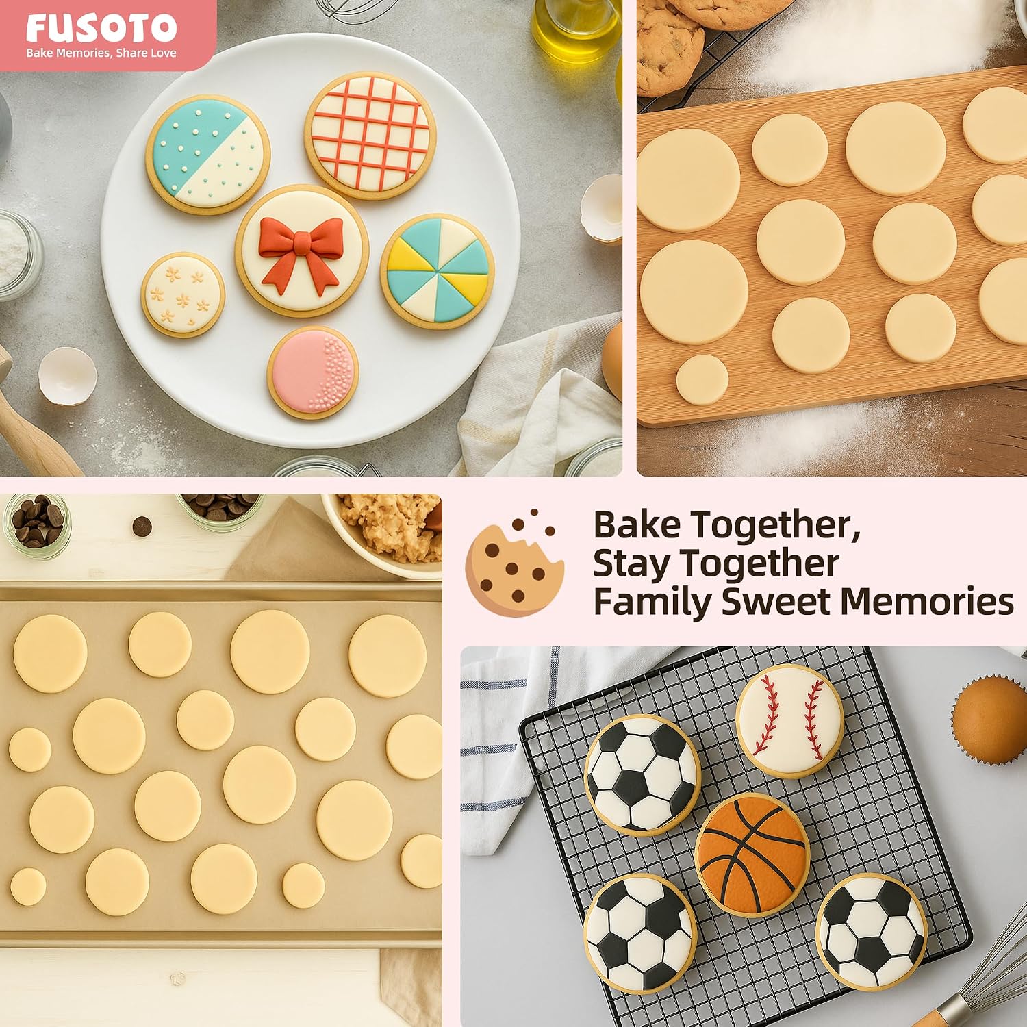 FUSOTO 6PCS Round Cookie Cutter Set - Circle Shaped, 1.5-4 Inch image 2