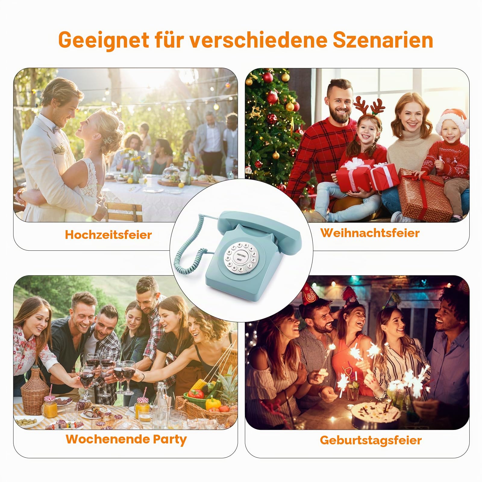 Audio-Gästebuch Hochzeitstelefon, Aufzeichnung von Gästennachrichten, Retro-Audio-Gästebuch für Hochzeit, Babyparty, Nachricht, Voicemail, Speichern Sie die Glückwünsche von Verwandten und