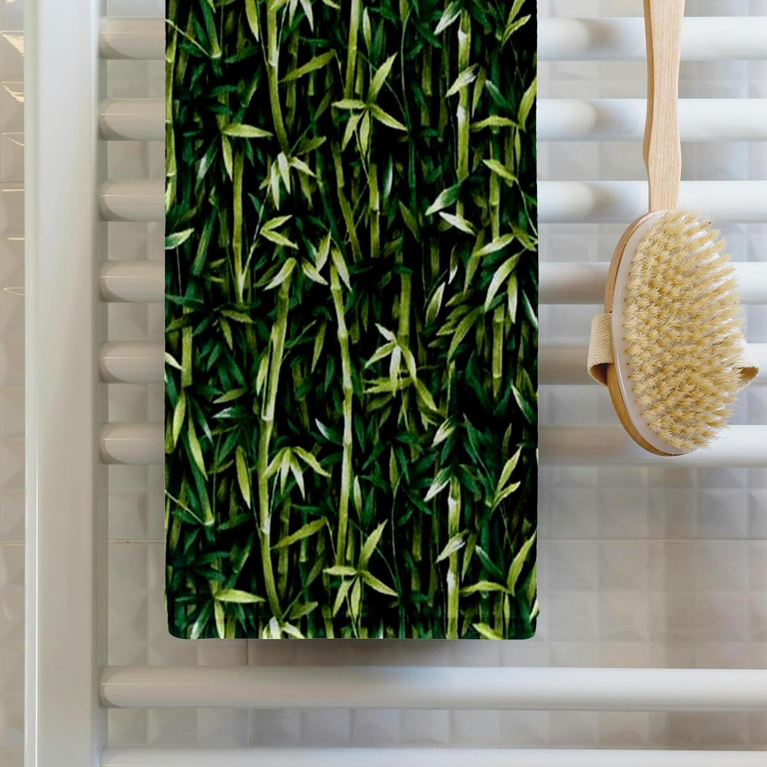 3dRose Print of Green Bamboo Plants 22x30 Bath Hand Pool Towel