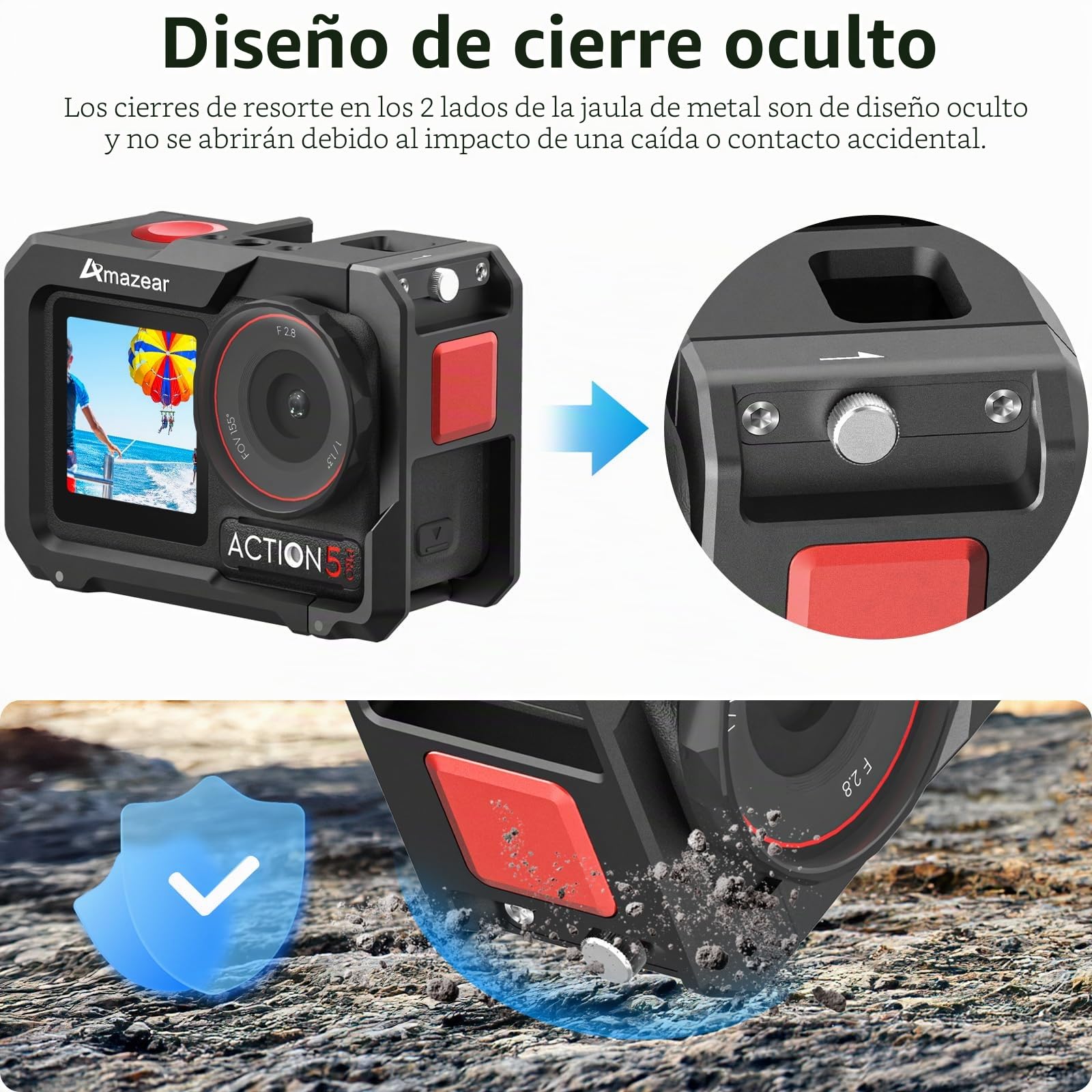AMAZEAR Jaula Metálica para dji Osmo Action 5 Pro Accesorios Premium, Estuche Protector Multifuncional para dji Action5 Pro