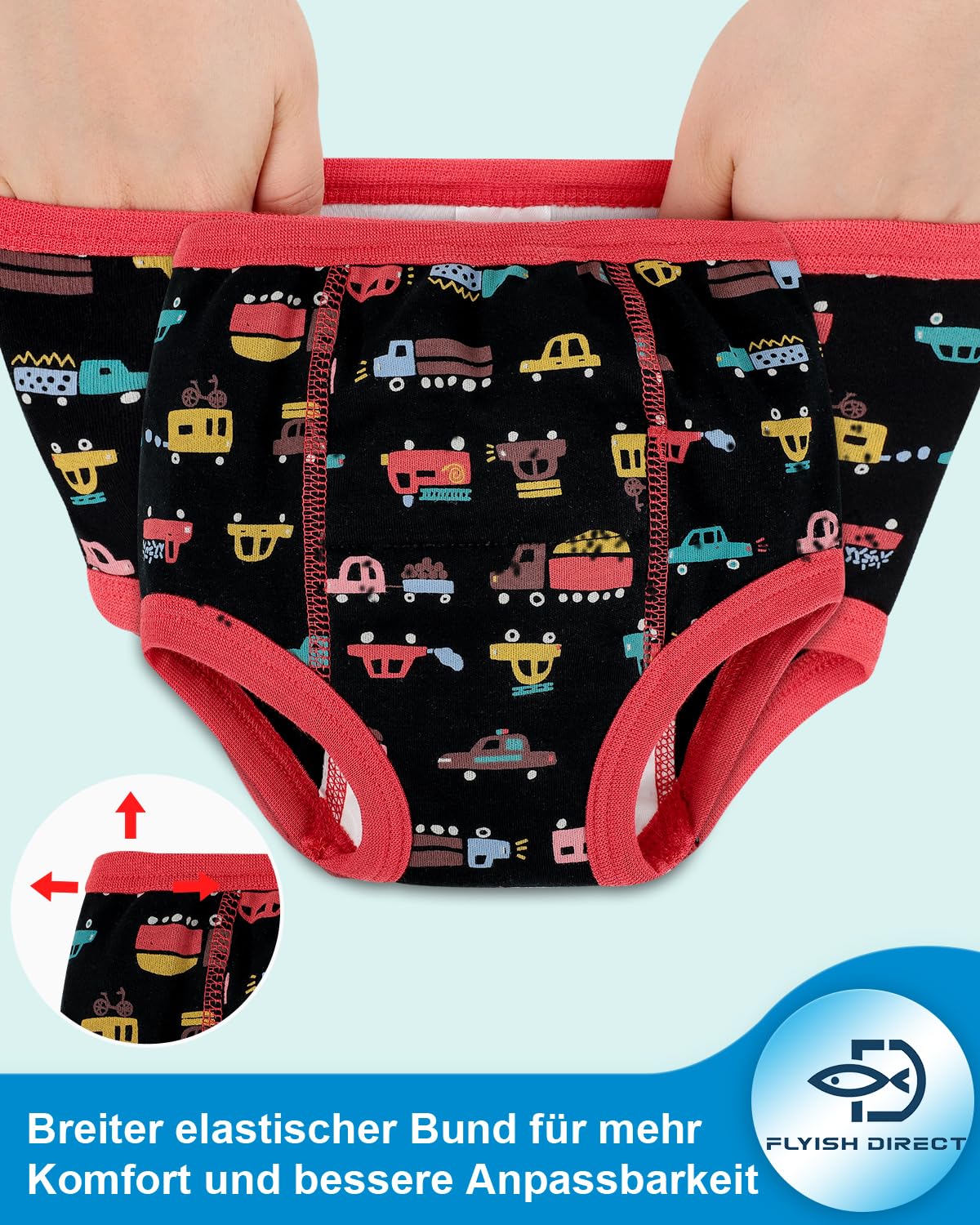 FLYISH Direct Trainingshose für Jungen, weich und saugfähig, 6-lagiger Stoff, 100% Baumwolle, 4 Packungen/6 Packungen, Auto - 5