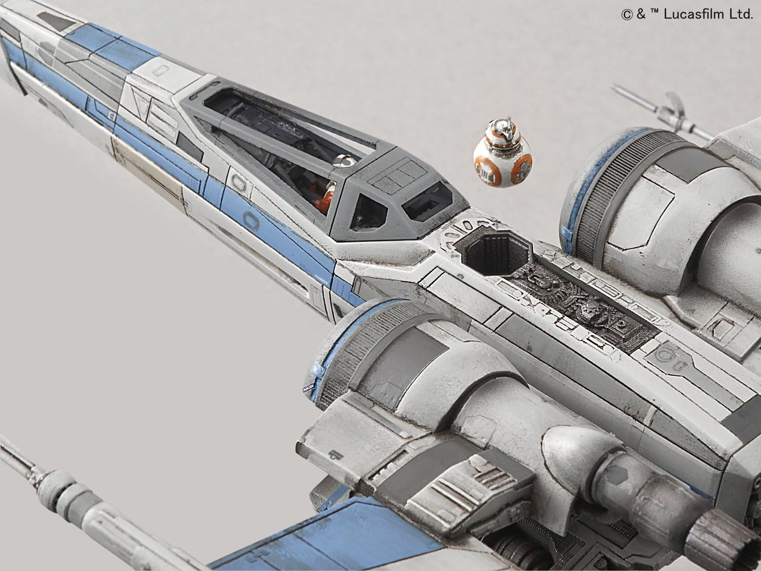 Resistance X-Wing model with landing gear deployed for ground display