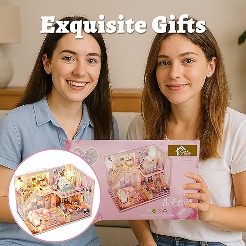 Miniatura 9 de Flever Kit de casa de muñecas en miniatura, habitación creativa con escena de apartamento tipo loft para regalo romántico de obras de arte (sueño