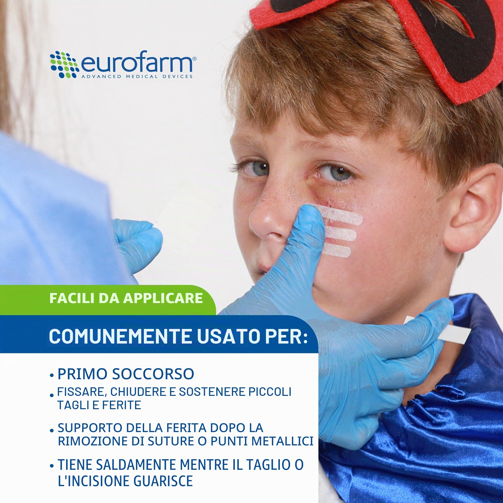 Eurosuture (mm 6 x mm 38) Cerotti Sterili per Suture, Semitrasparenti a Contatto con la Pelle per Un Migliore Effetto Estetico. 300 PZ.,50 bustine, 6 cerotti per bustin