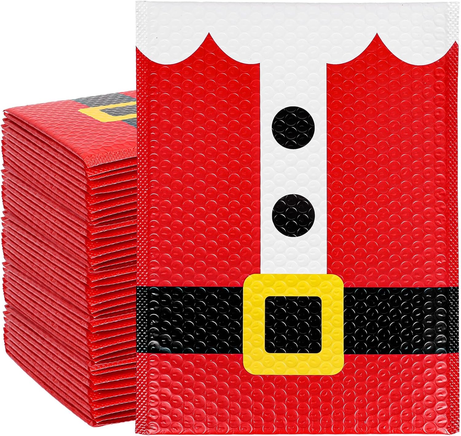 JarThenaAMCS 50Pcs 10 x 13in Christmas Poly Bubble Mailers Classic Santa Claus Design Packing Bag with Self-Sealing Gift Wrap Envelope for Xmas Small Business Boutique Clothing
