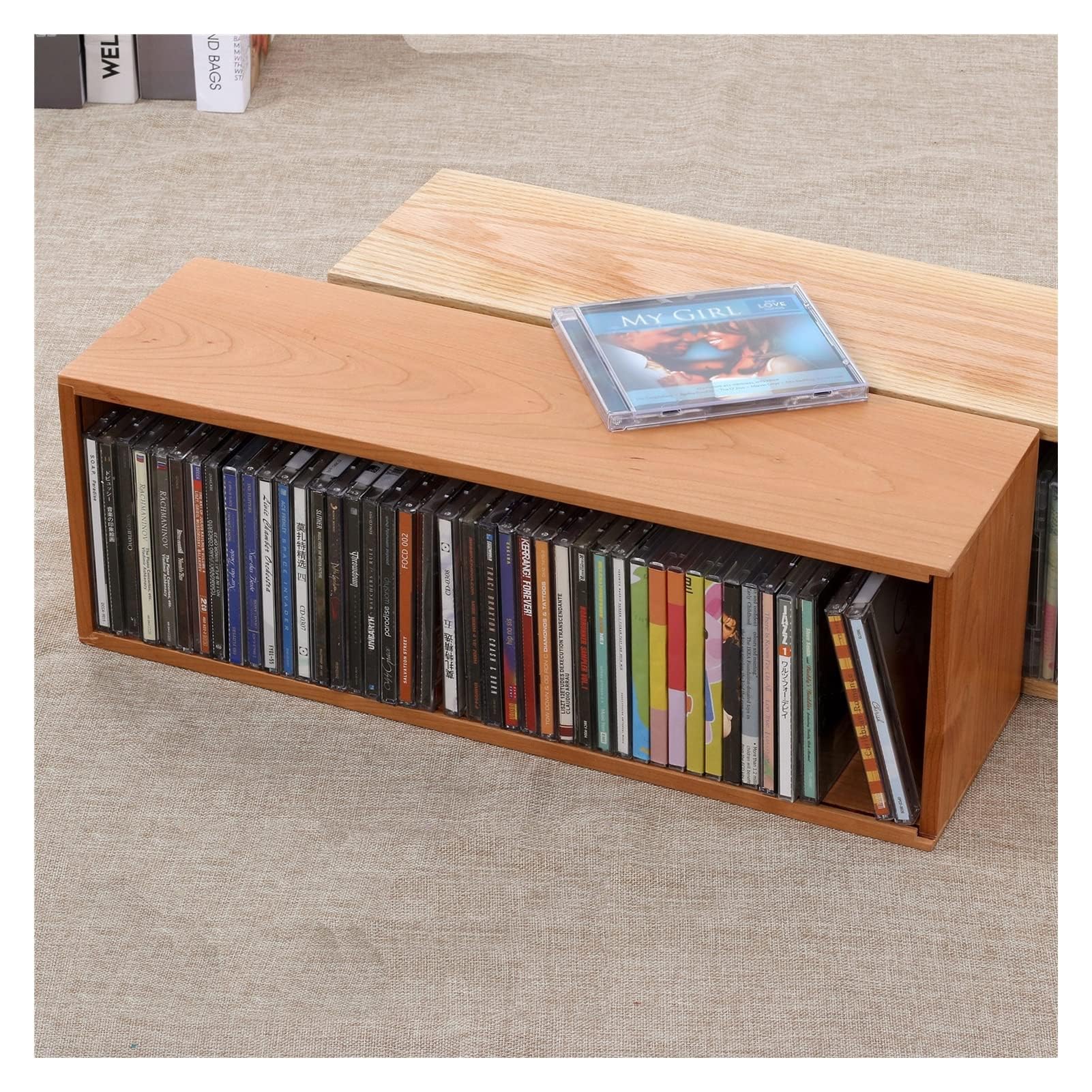 Organizer per riporre i CD con design a rack impilabile, scatola portaoggetti per CD per esposizione e organizzazione di biblioteche musicali