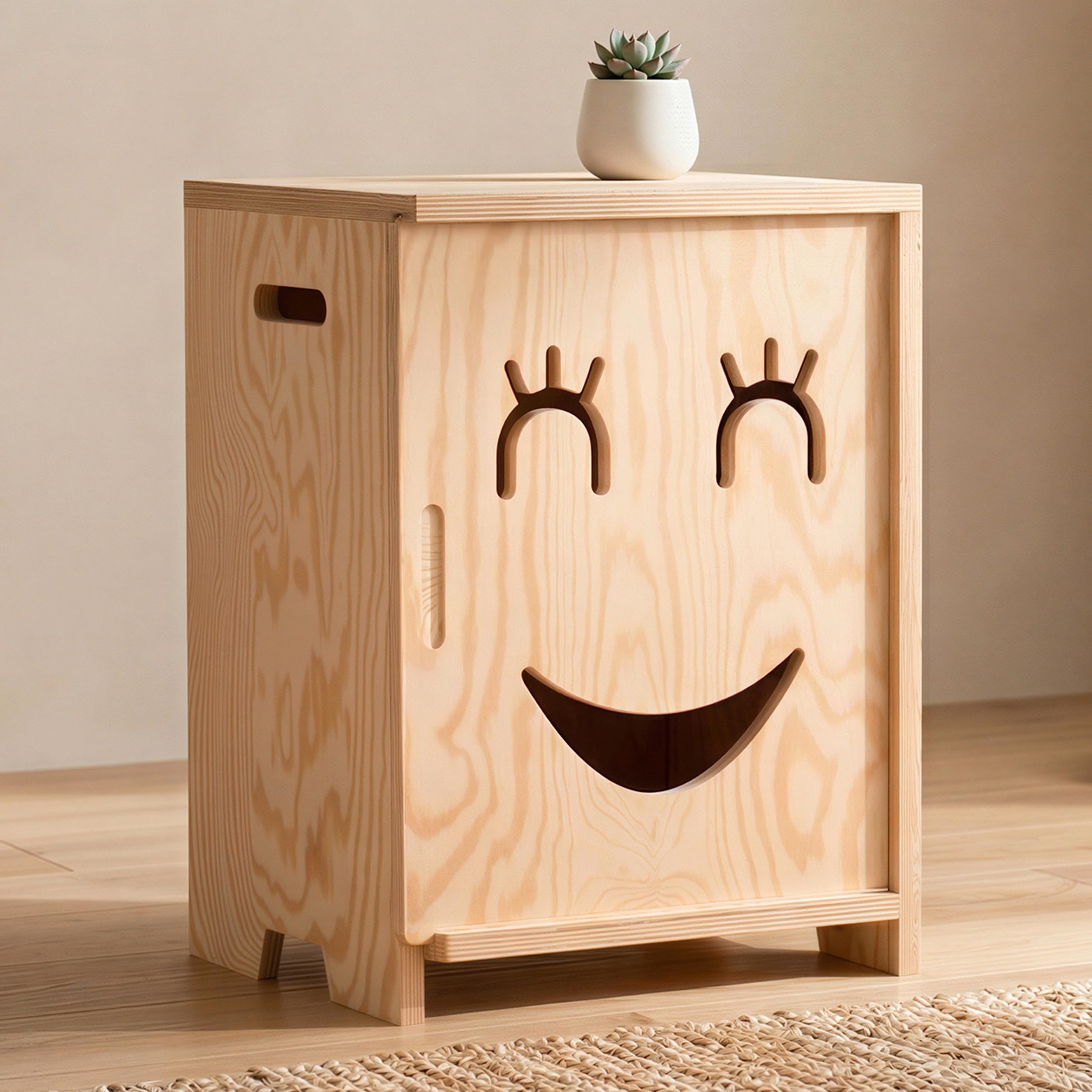 smartwood Nachttisch Kinderzimmer - Montessori Nachttisch aus FSC-zertifiziertem Kiefernholz - Kindgerechtes Design, stabile Konstruktion & einfache Montage - KAPI 3L