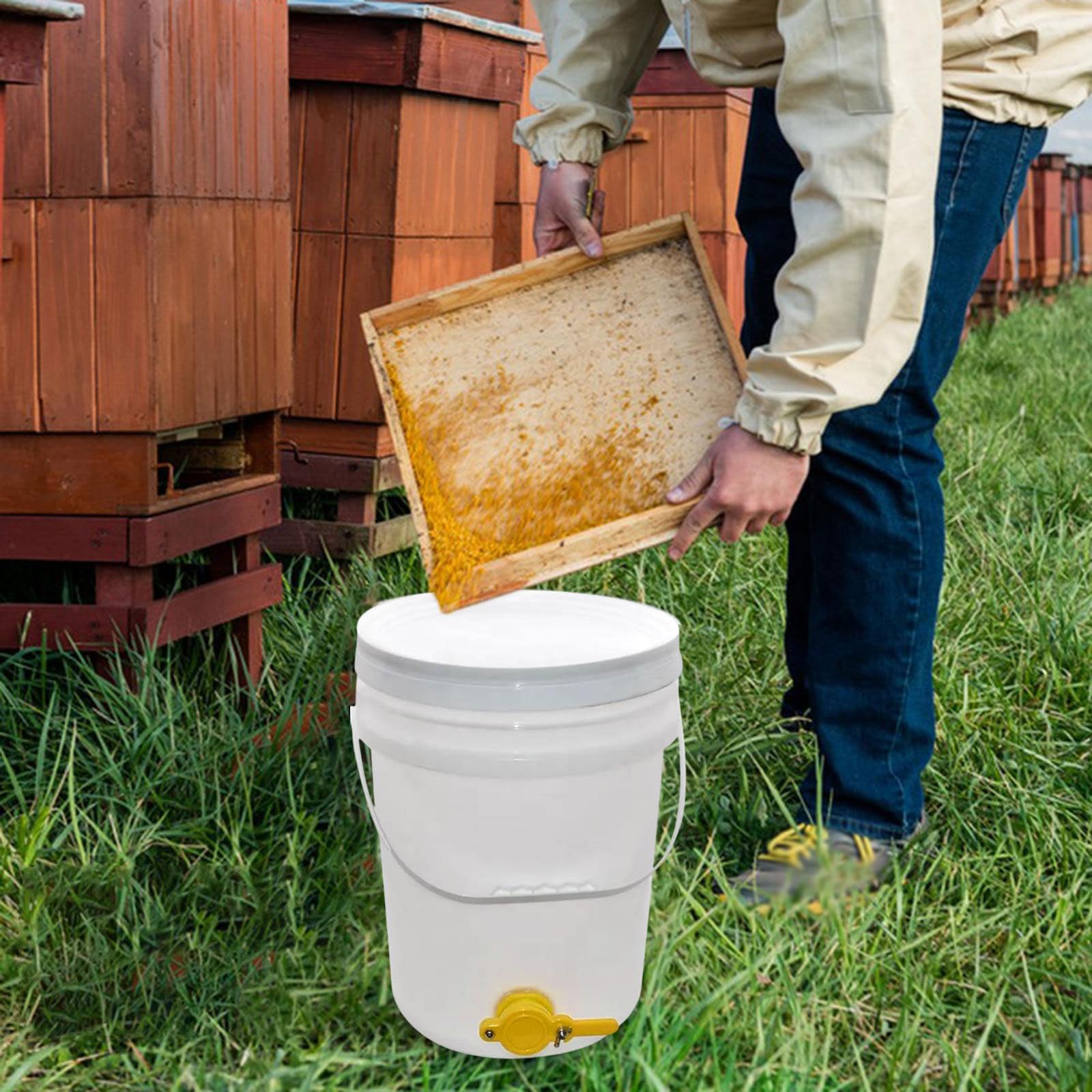 Seau pour de Miel, Seau de Remplissage de Miel, Dispositif d'extraction, Convient à Un Usage Alimentaire Distributeur de Sirop avec Robinet et Couvercle, pour L'apiculture, 15l
