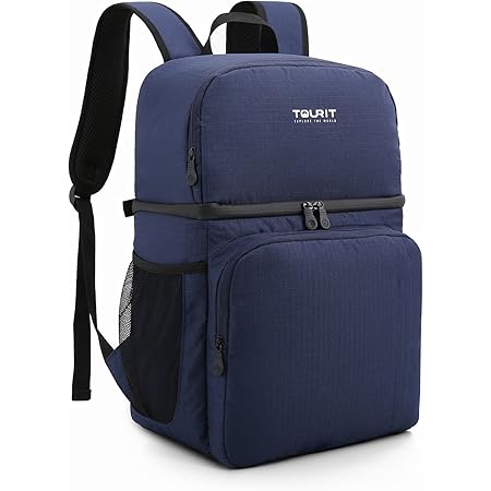 Amazon Co Jp Tourit 保冷バッグ お弁当 クーラーバッグ 大容量 保温バッグ リュック 買い物 運動会 お花見 アウトドア 二段式 オールシーズン 28l 16cans ダークブルー ホーム キッチン